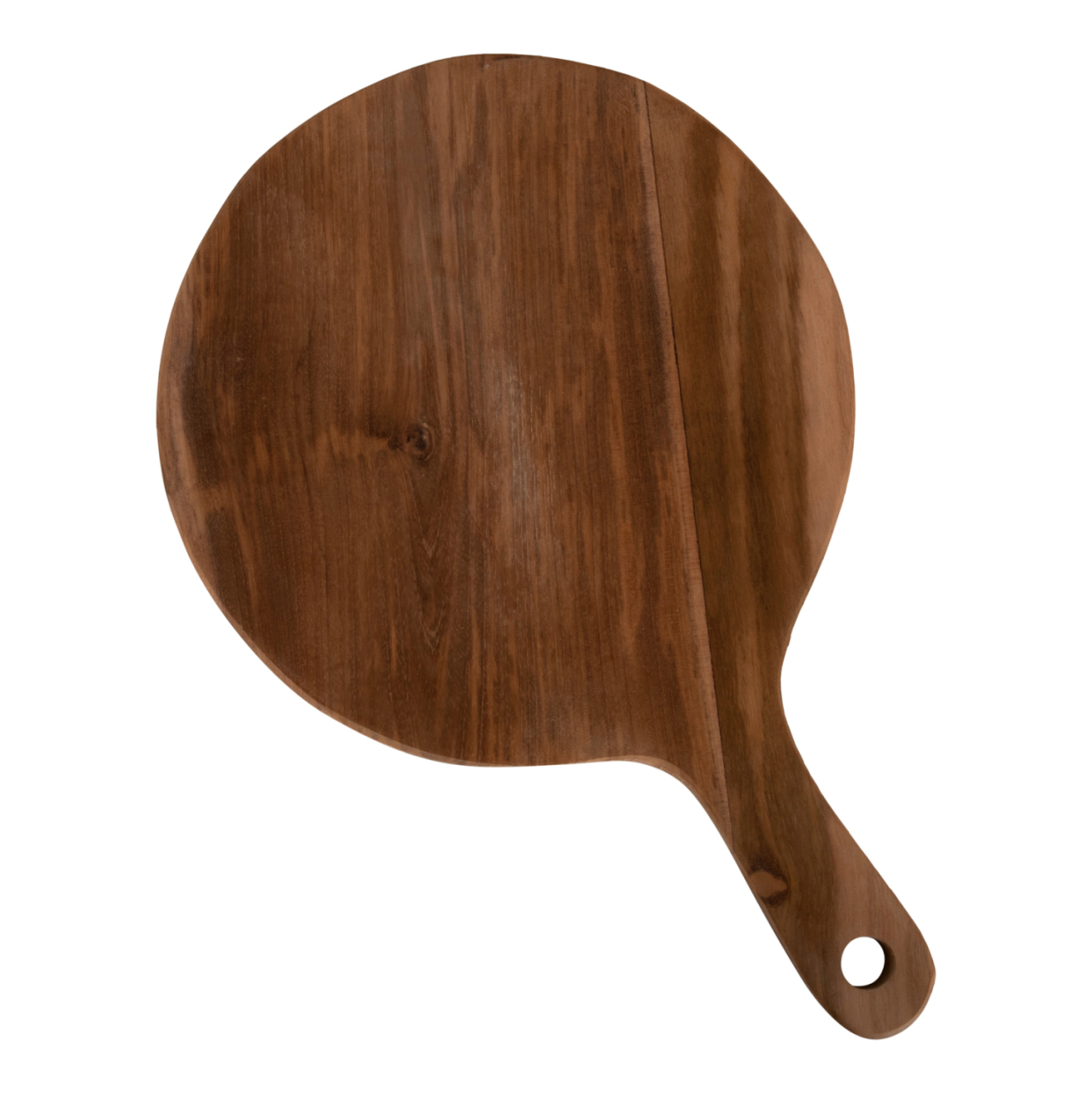 CUTTING BOARD ROUND HM4292 TEAK WOOD IN NATURAL-WITH HANGING HOLE AND HANDLE 23x35x2Hcm. [4]