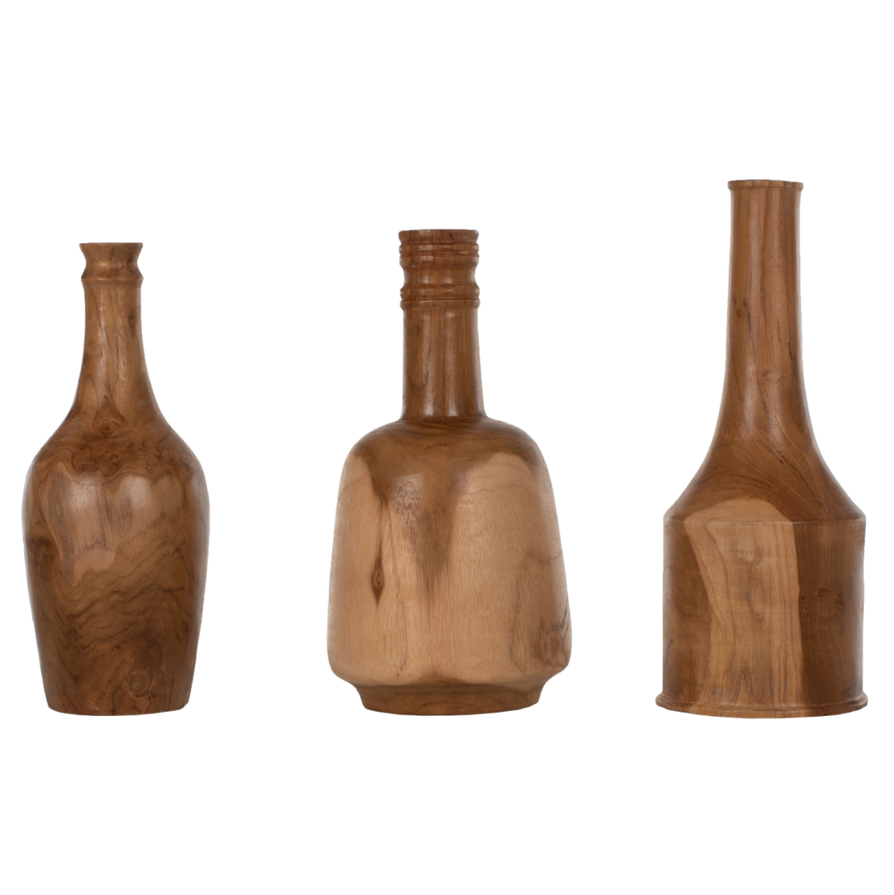 DECOR BOTTLES 3PCS SET HM7717 SOLID TEAK NATURAL [5]