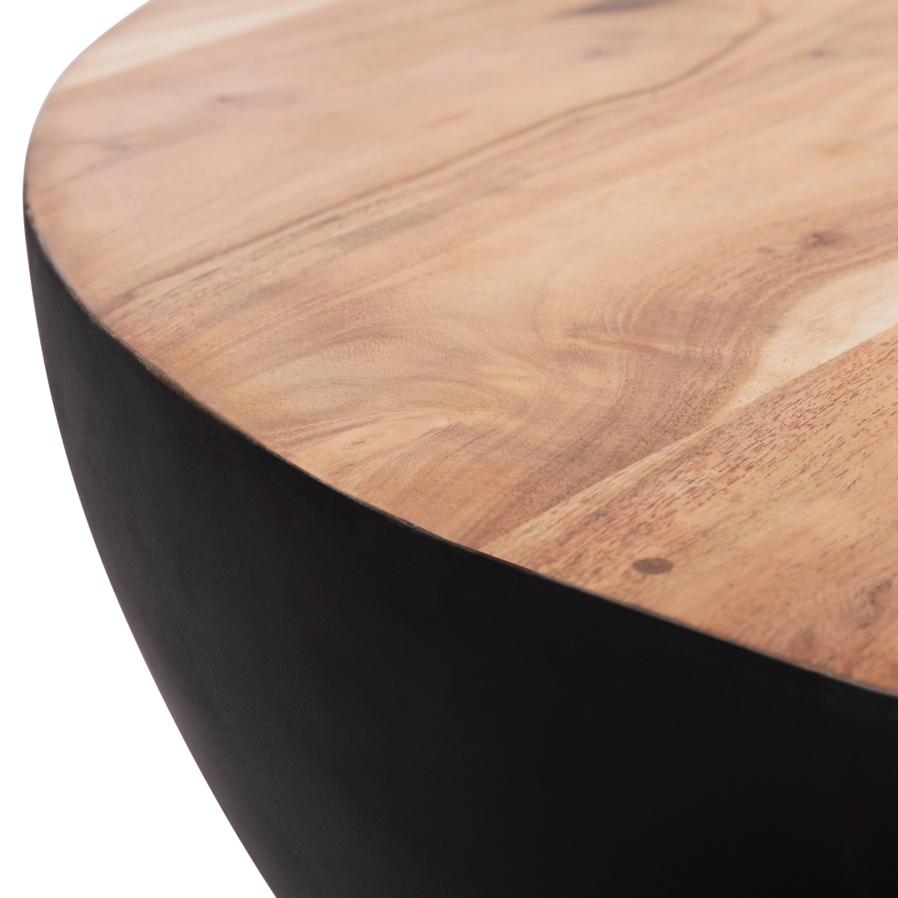 DECOR ROUND COFFEE TABLE BOWL HM8717.21 BLACK WITH ACACIA WOOD TOP Φ90X37.5Hcm. [5]