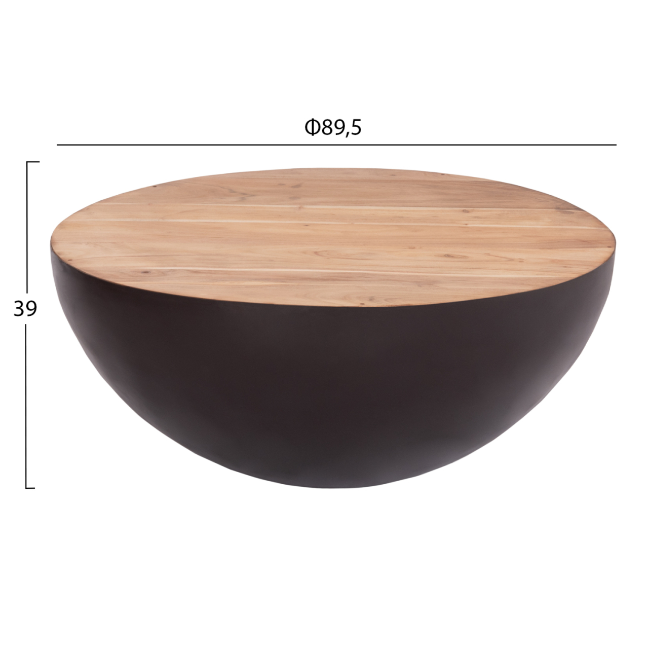 DECOR ROUND COFFEE TABLE BOWL HM8717.22 RUSTY WITH ACACIA WOOD TOP Φ89.5X39Hcm. [2]