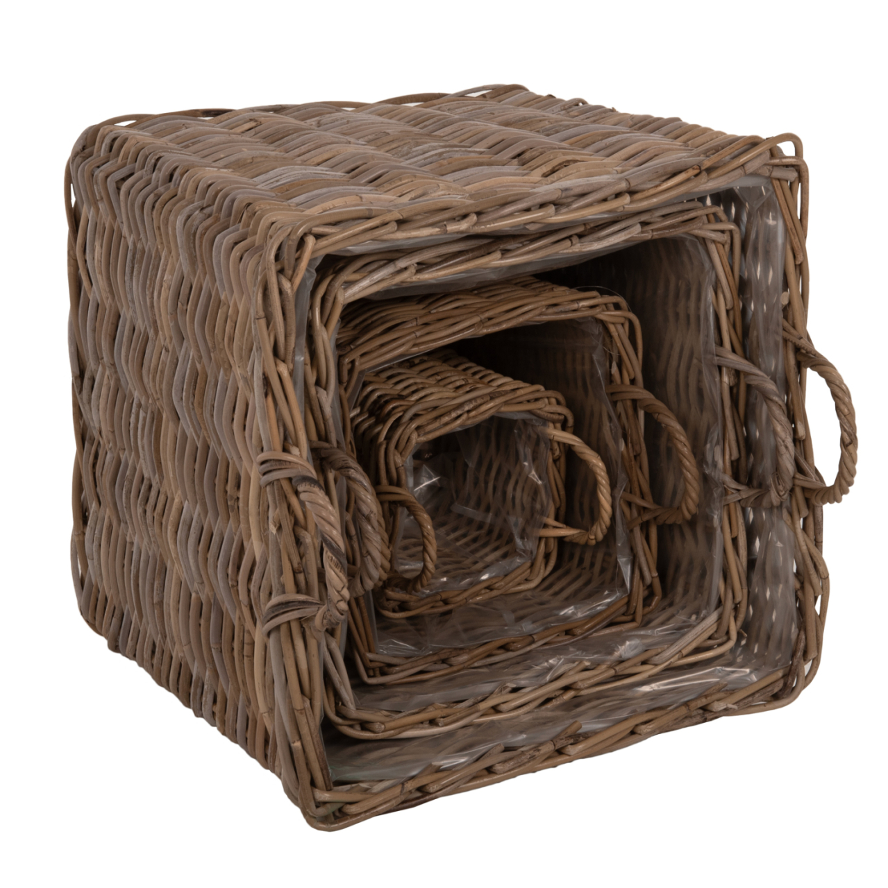 DECORATIVE BASKETS KATER 4PCS HM9657 KUBU RATTAN IN GREY 52x52x50-57Hcm. [4]