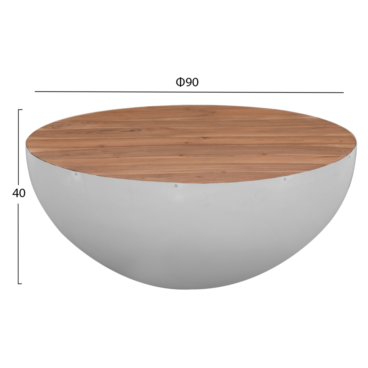 Decorative Coffee Table Bowl Round 90cm white with acacia wood HM8717.03 [2]