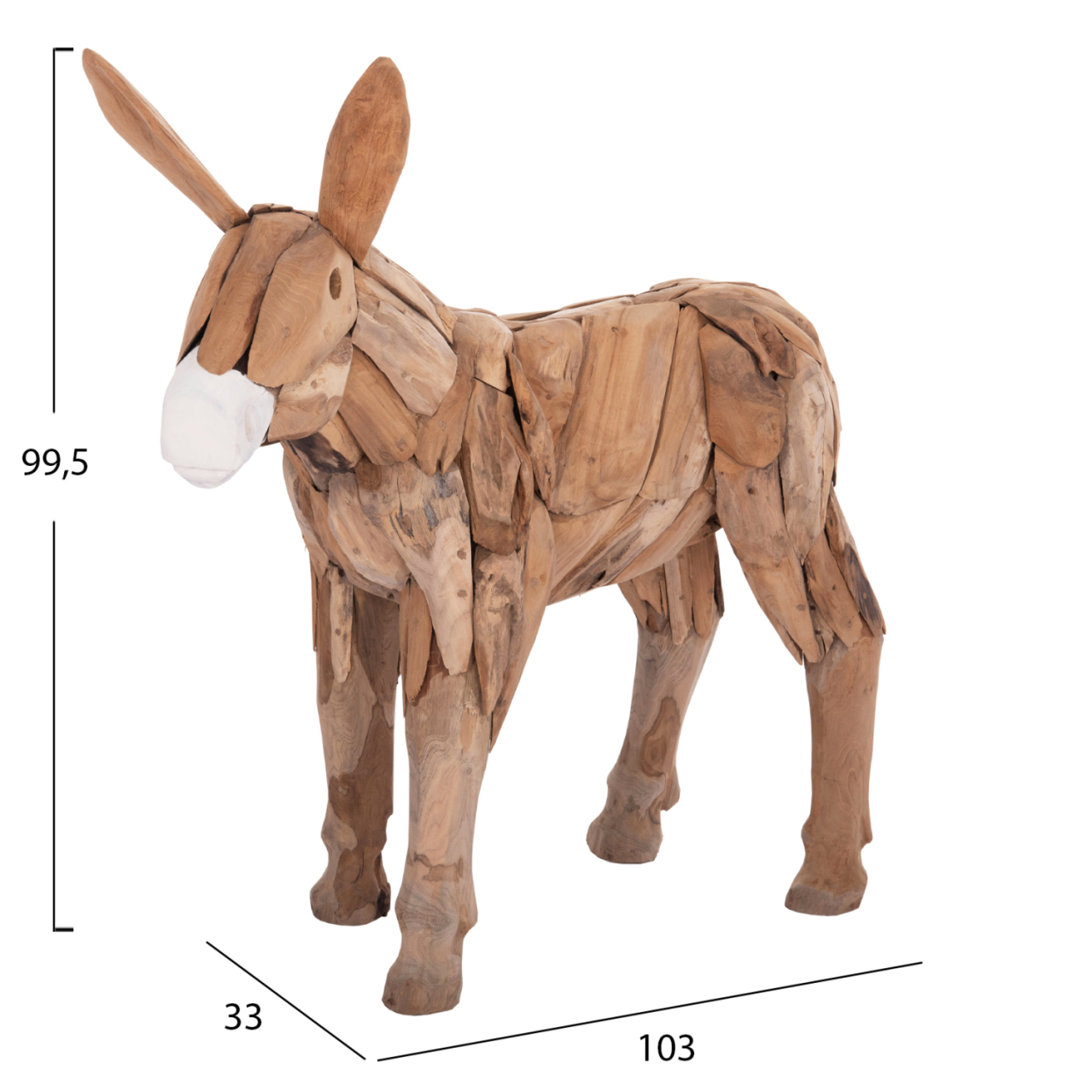 DECORATIVE DONKEY HM4387 RECYCLED TEAK WOOD IN NATURAL COLOR 103x33x99,5Hcm. [2]