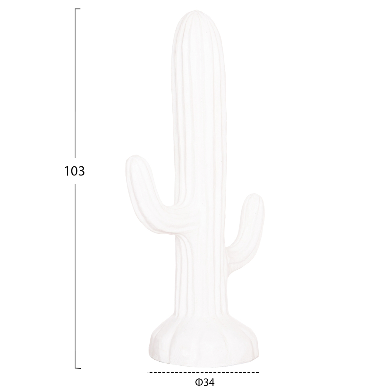 DECORATIVE FLOOR STANDING CACTUS HM4386.02M PLASTER IN WHITE 54x34x103Hcm. [2]