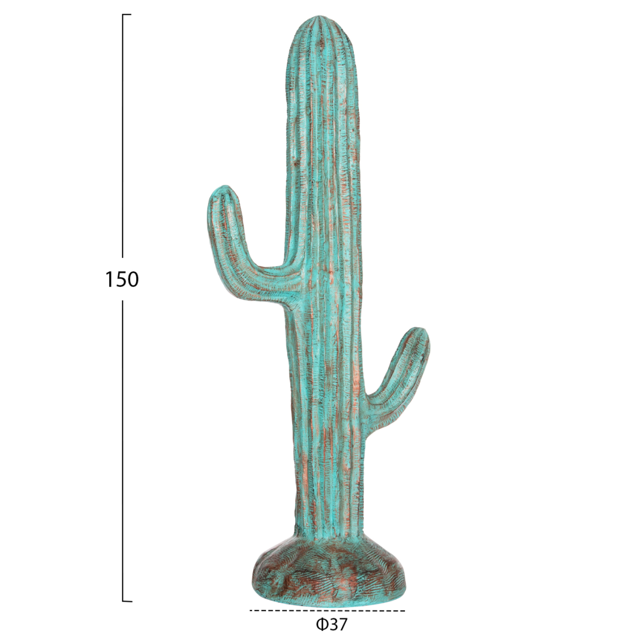DECORATIVE FLOOR STANDING CACTUS HM4386.03L PLASTER IN TURQUOISE 63x37x150Hcm. [2]