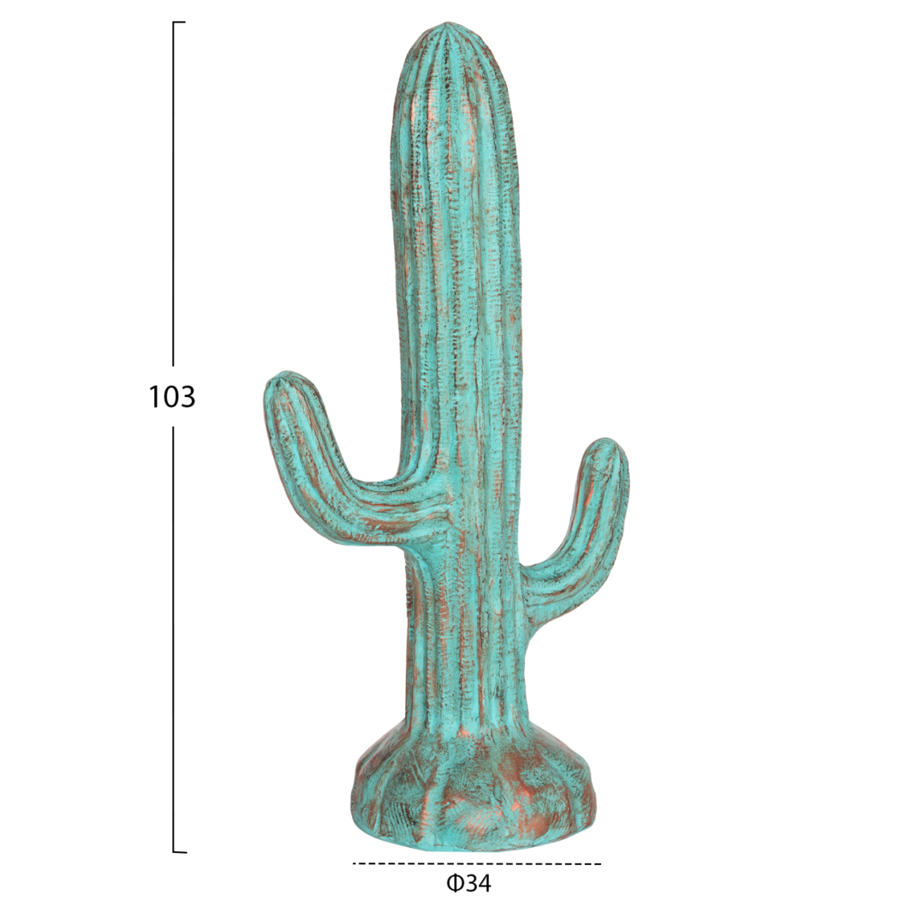 DECORATIVE FLOOR STANDING CACTUS HM4386.03M PLASTER IN TURQUOISE 54x34x103Hcm. [2]