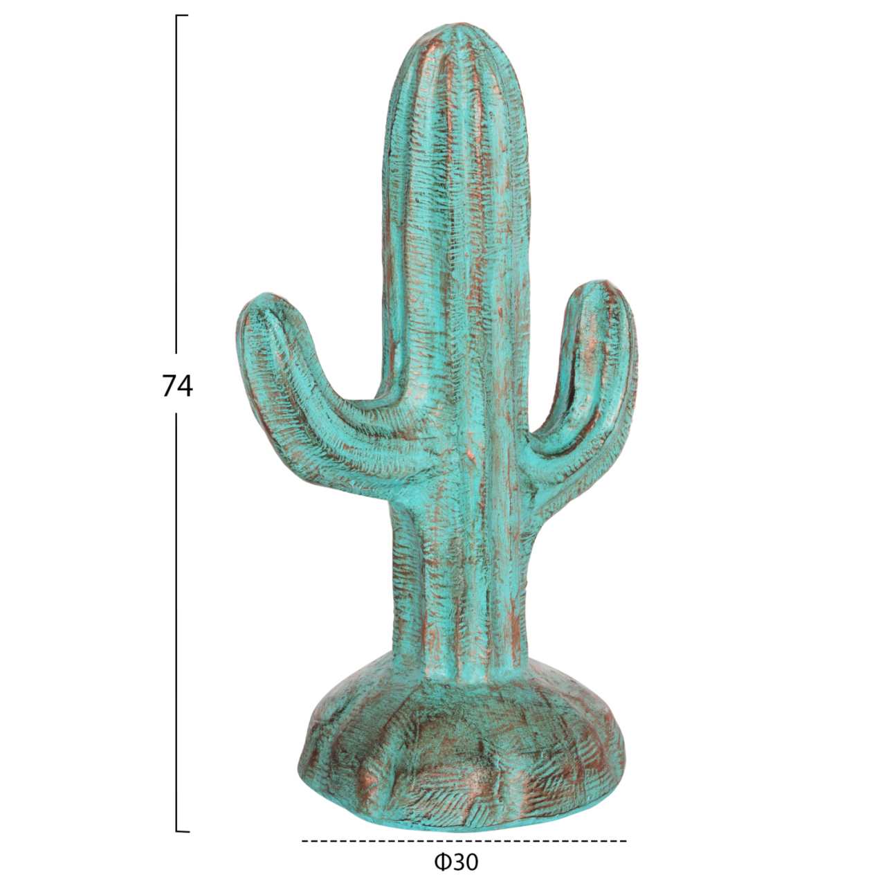 DECORATIVE FLOOR STANDING CACTUS HM4386.03S PLASTER IN TURQUOISE 42x30x74Hcm. [2]