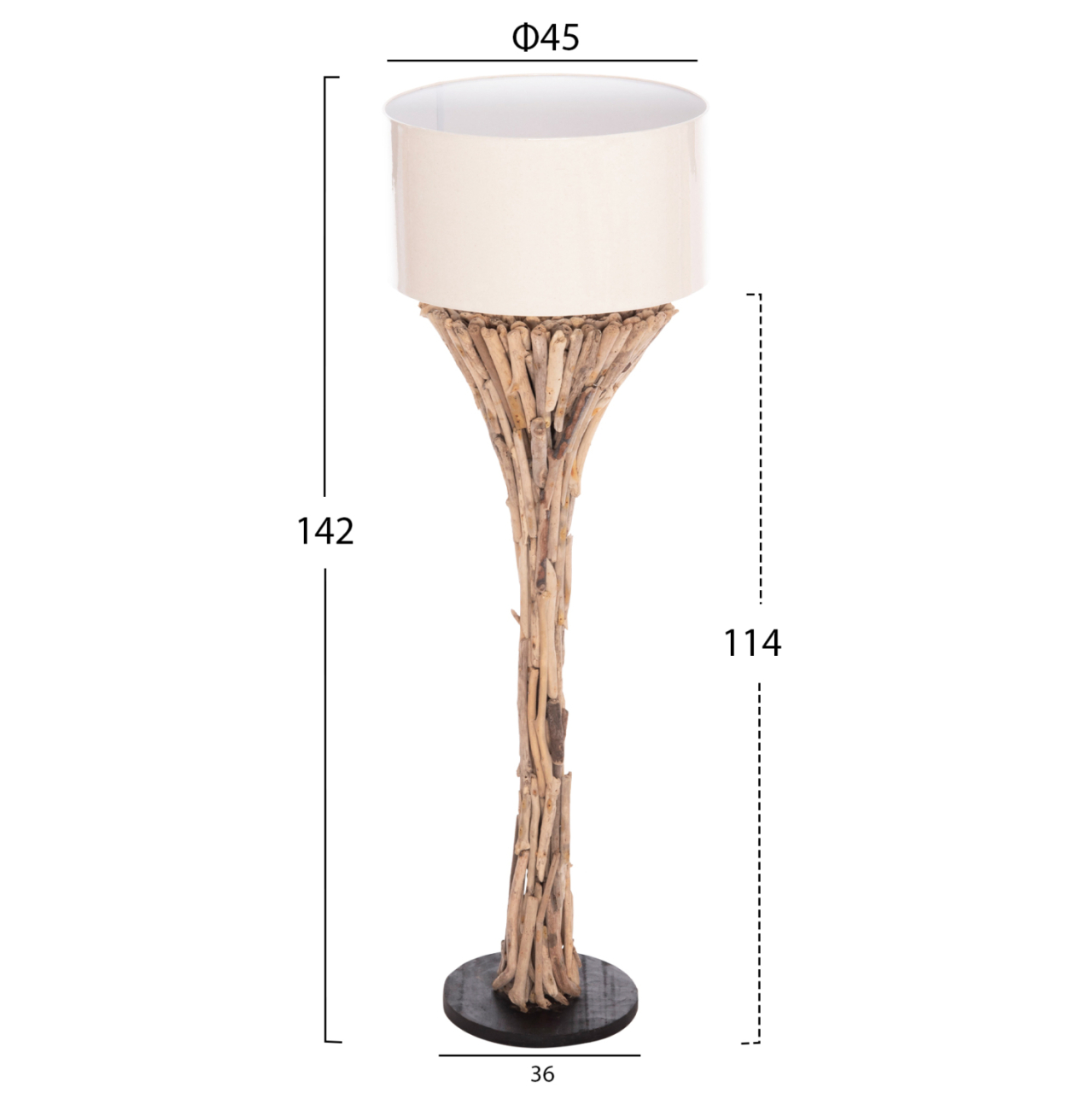 DECORATIVE FLOOR STANDING LAMP ALTAR HM4433 DRIFTWOOD--WHITE PVC CAP Φ45x142Hcm. [2]