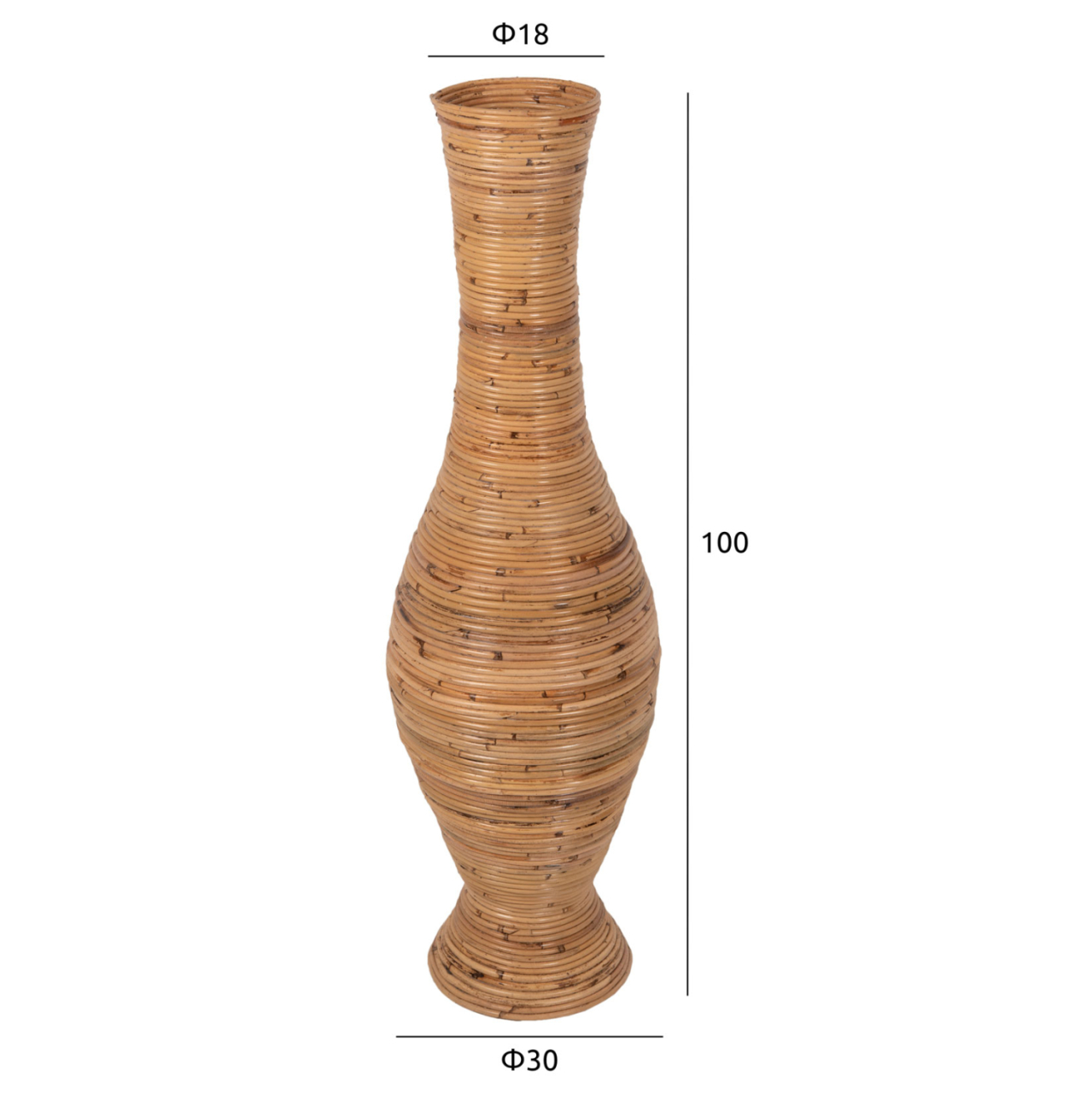DECORATIVE FLOOR VASE HM7852 RATTAN IN NATURAL COLOR Φ30x100Hcm. [2]