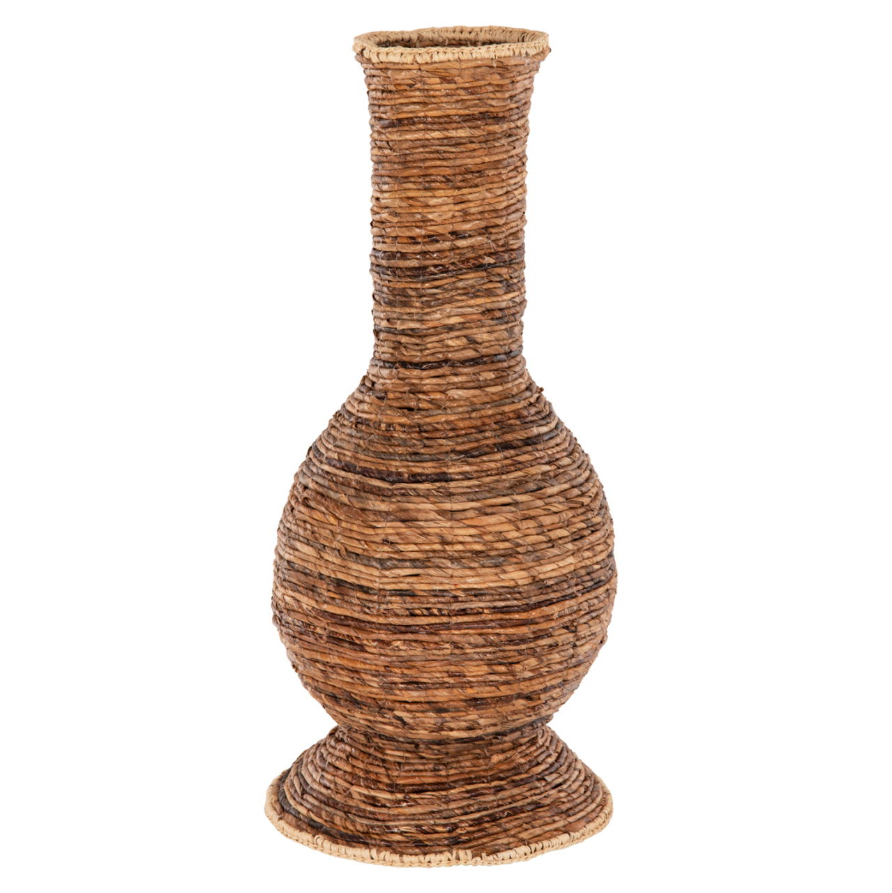 DECORATIVE FLOOR VASE HM7864 BANANA FIBER RUSH-MAT IN BROWN COLOR Φ33x74Hcm. [1]