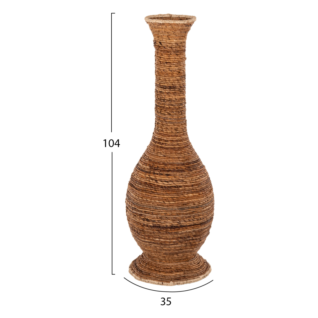 DECORATIVE FLOOR VASE HM7865 BANANA FIBER RUSH-MAT IN BROWN COLOR Φ35x104Hcm. [2]