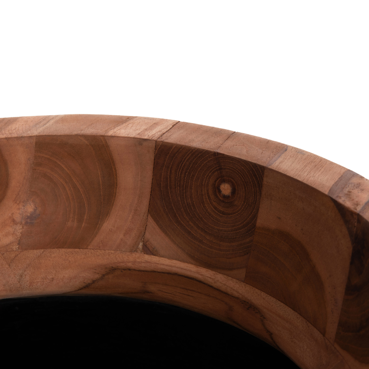 DECORATIVE FLOOR VASE LINTER HM4662.01L FIBER CEMENT IN BLACK--TEAK WOOD Φ41x47Hcm. [7]