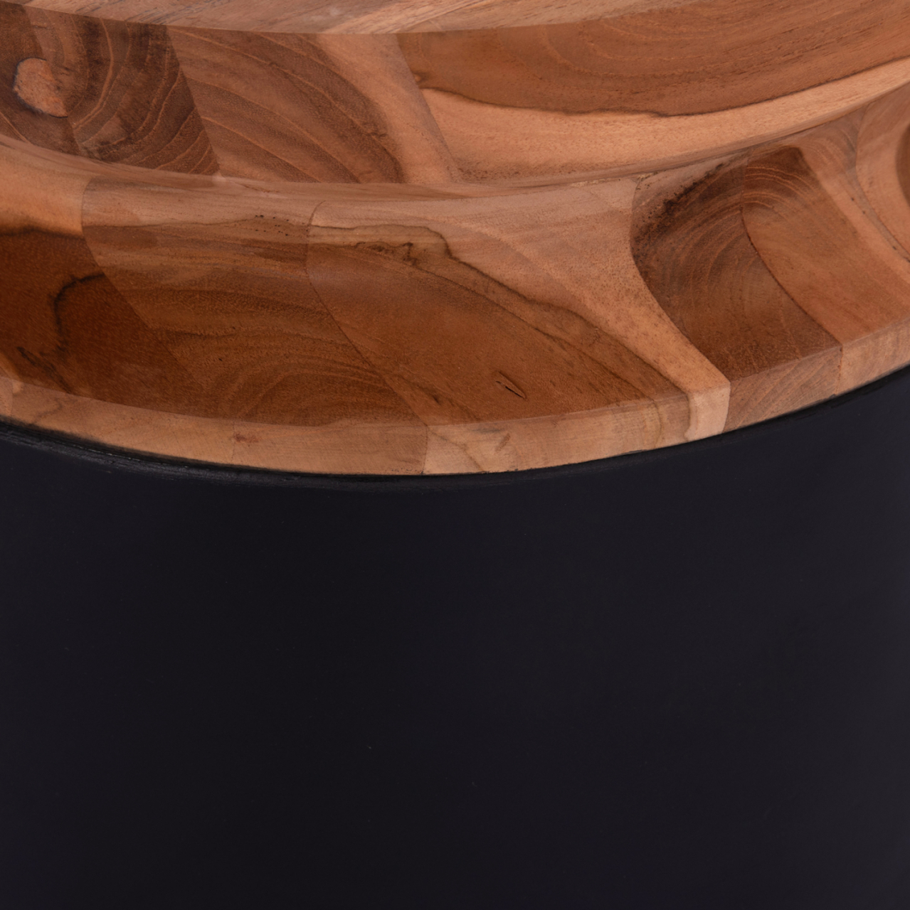 DECORATIVE FLOOR VASE LINTER HM4662.01L FIBER CEMENT IN BLACK--TEAK WOOD Φ41x47Hcm. [9]