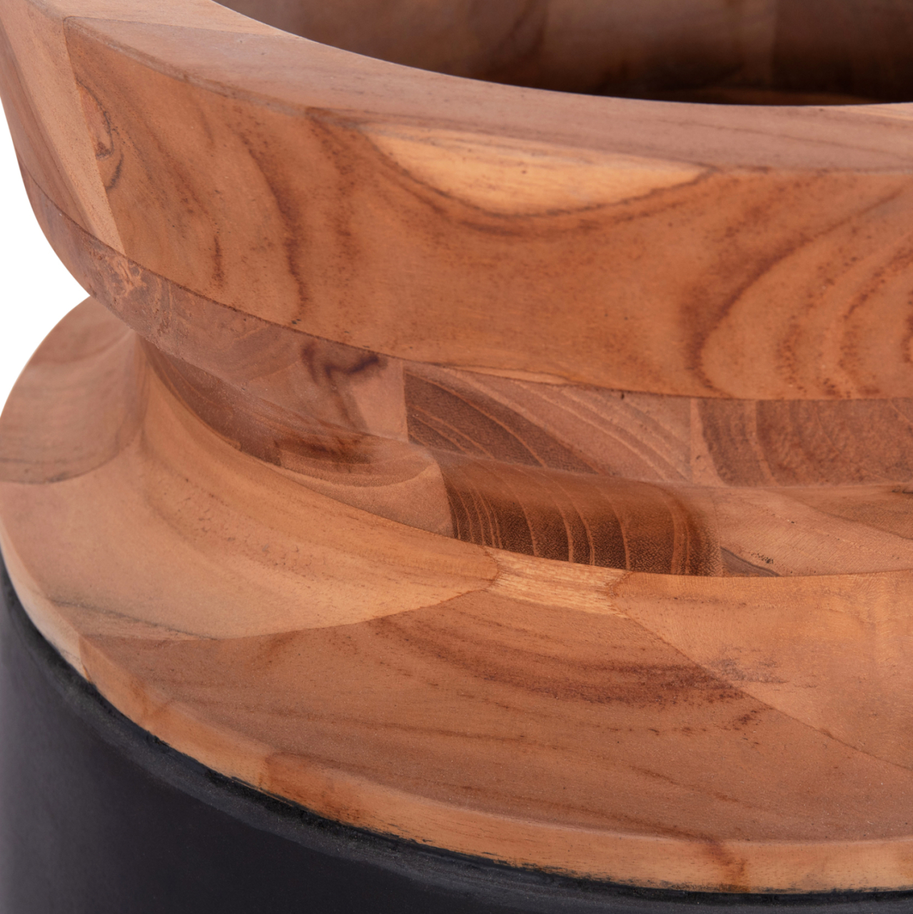 DECORATIVE FLOOR VASE LINTER HM4662.01S FIBER CEMENT IN BLACK--TEAK WOOD Φ34x60Hcm. [5]