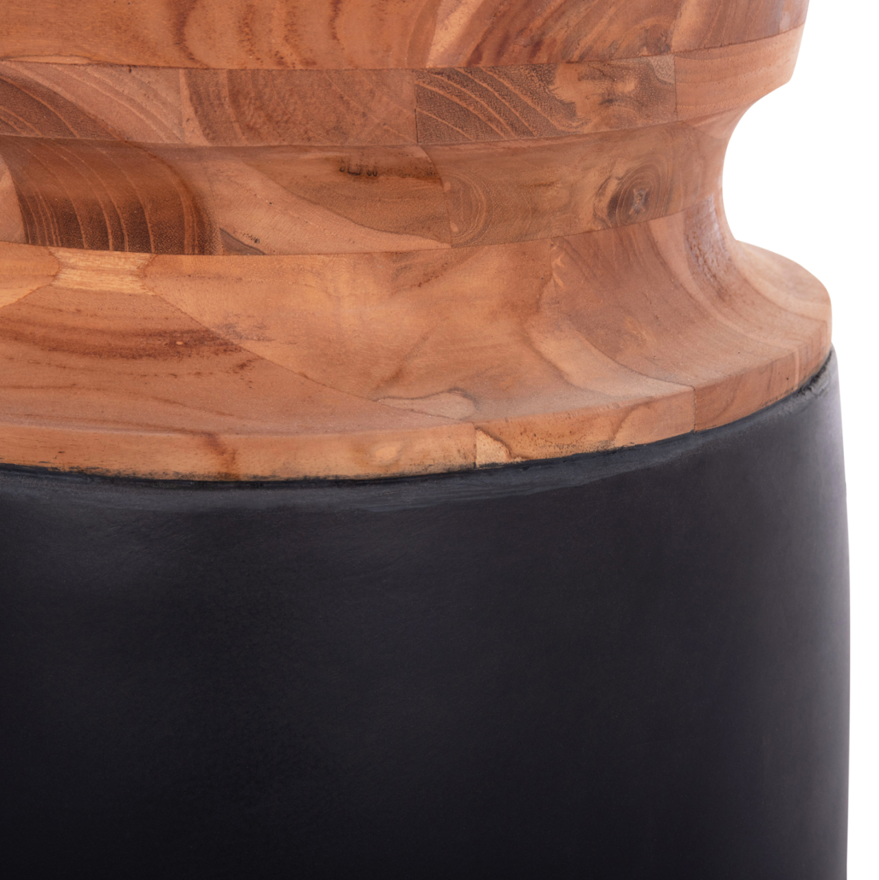 DECORATIVE FLOOR VASE LINTER HM4662.01S FIBER CEMENT IN BLACK--TEAK WOOD Φ34x60Hcm. [8]