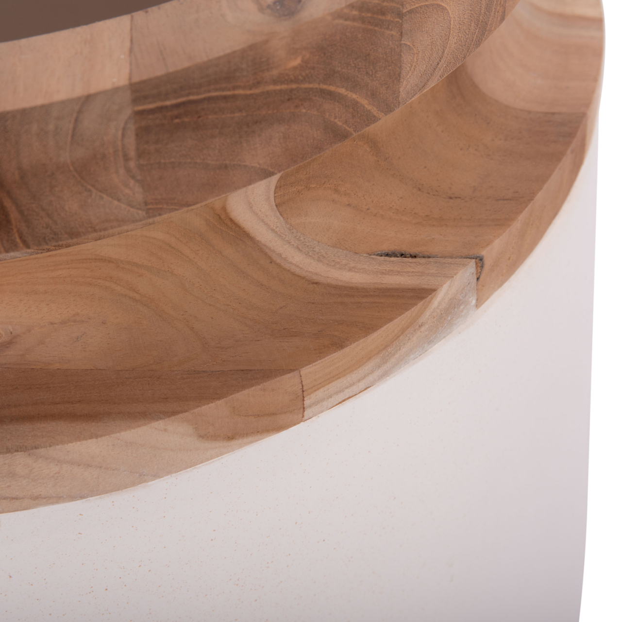 DECORATIVE FLOOR VASE LINTER HM4662.02L FIBER CEMENT IN WHITE--TEAK WOOD Φ41x47Hcm. [6]