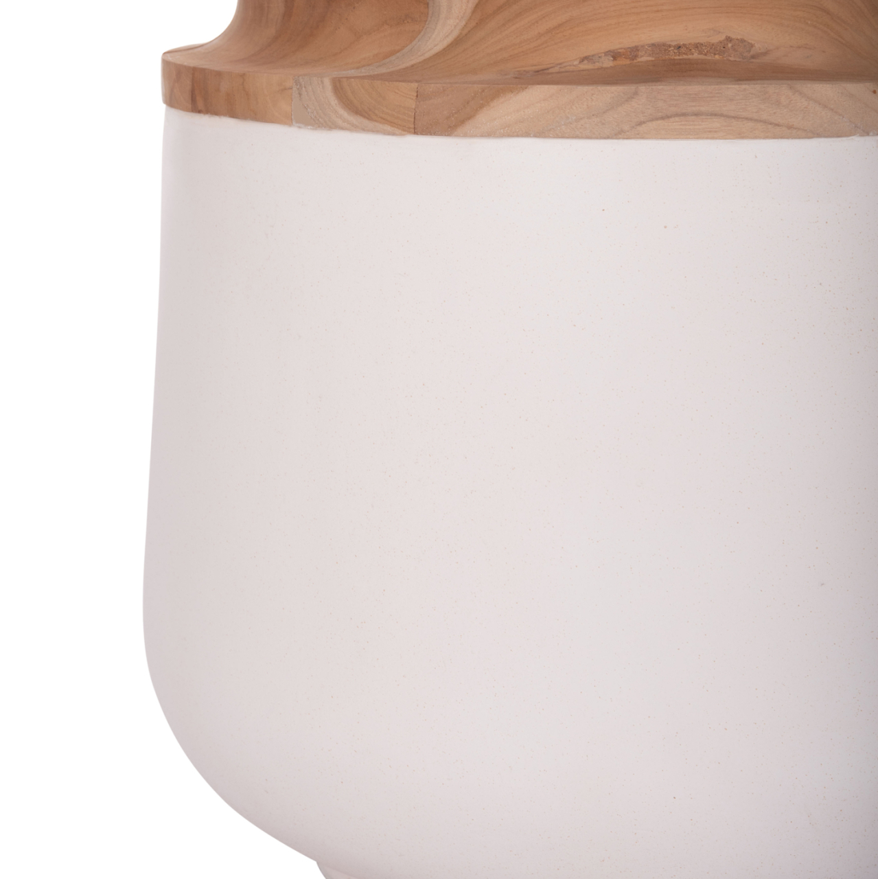 DECORATIVE FLOOR VASE LINTER HM4662.02L FIBER CEMENT IN WHITE--TEAK WOOD Φ41x47Hcm. [5]