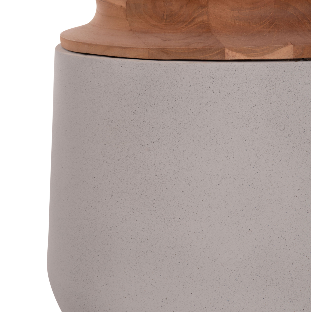 DECORATIVE FLOOR VASE LINTER HM4662.03L FIBER CEMENT IN GREY--TEAK WOOD Φ41x47Hcm. [8]