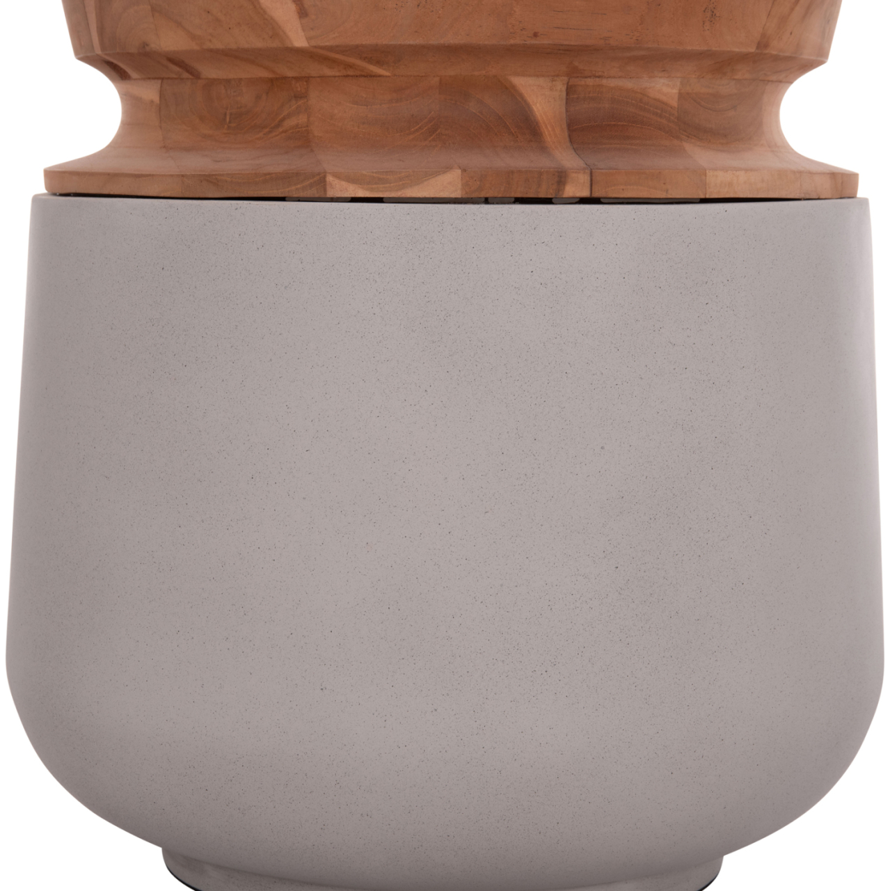 DECORATIVE FLOOR VASE LINTER HM4662.03L FIBER CEMENT IN GREY--TEAK WOOD Φ41x47Hcm. [6]