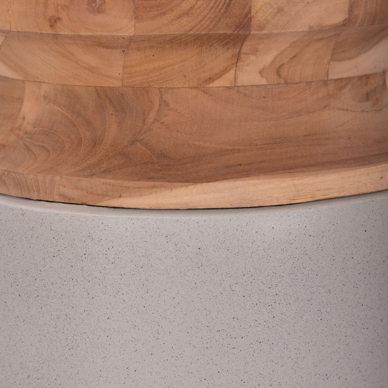 DECORATIVE FLOOR VASE LINTER HM4662.03S FIBER CEMENT IN GREY--TEAK WOOD Φ34x60Hcm. [9]