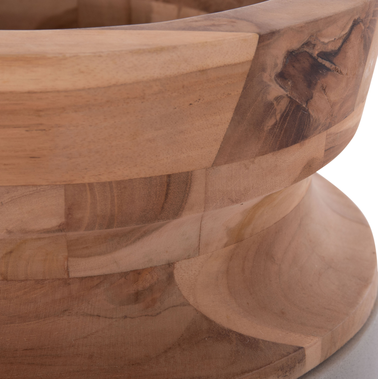 DECORATIVE FLOOR VASE LINTER HM4662.03S FIBER CEMENT IN GREY--TEAK WOOD Φ34x60Hcm. [7]