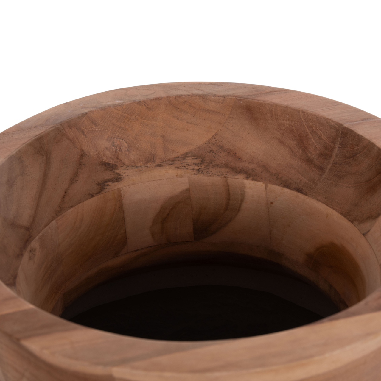 DECORATIVE FLOOR VASE LINTER HM4662.03S FIBER CEMENT IN GREY--TEAK WOOD Φ34x60Hcm. [8]