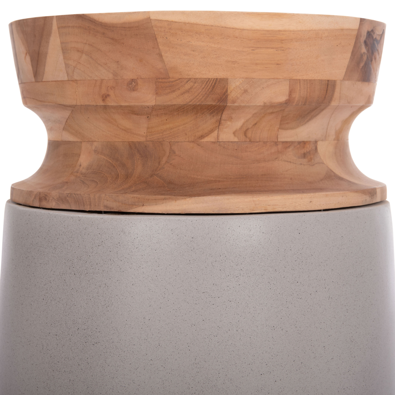 DECORATIVE FLOOR VASE LINTER HM4662.03S FIBER CEMENT IN GREY--TEAK WOOD Φ34x60Hcm. [5]