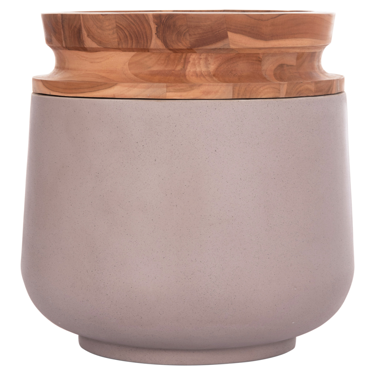 DECORATIVE FLOOR VASE LINTER HM4662.05L FIBER CEMENT IN MATTE GREY--TEAK WOOD Φ41x47Hcm. [3]