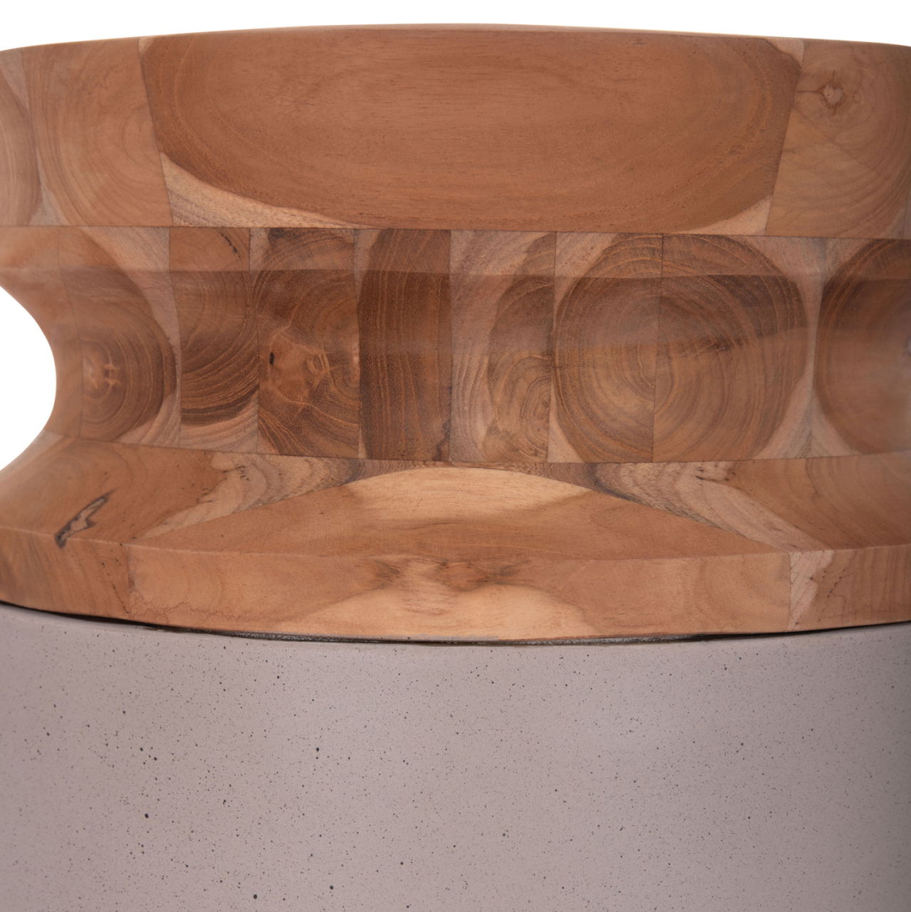 DECORATIVE FLOOR VASE LINTER HM4662.05S FIBER CEMENT IN GREY MATTE--TEAK WOOD Φ34x60Hcm. [8]