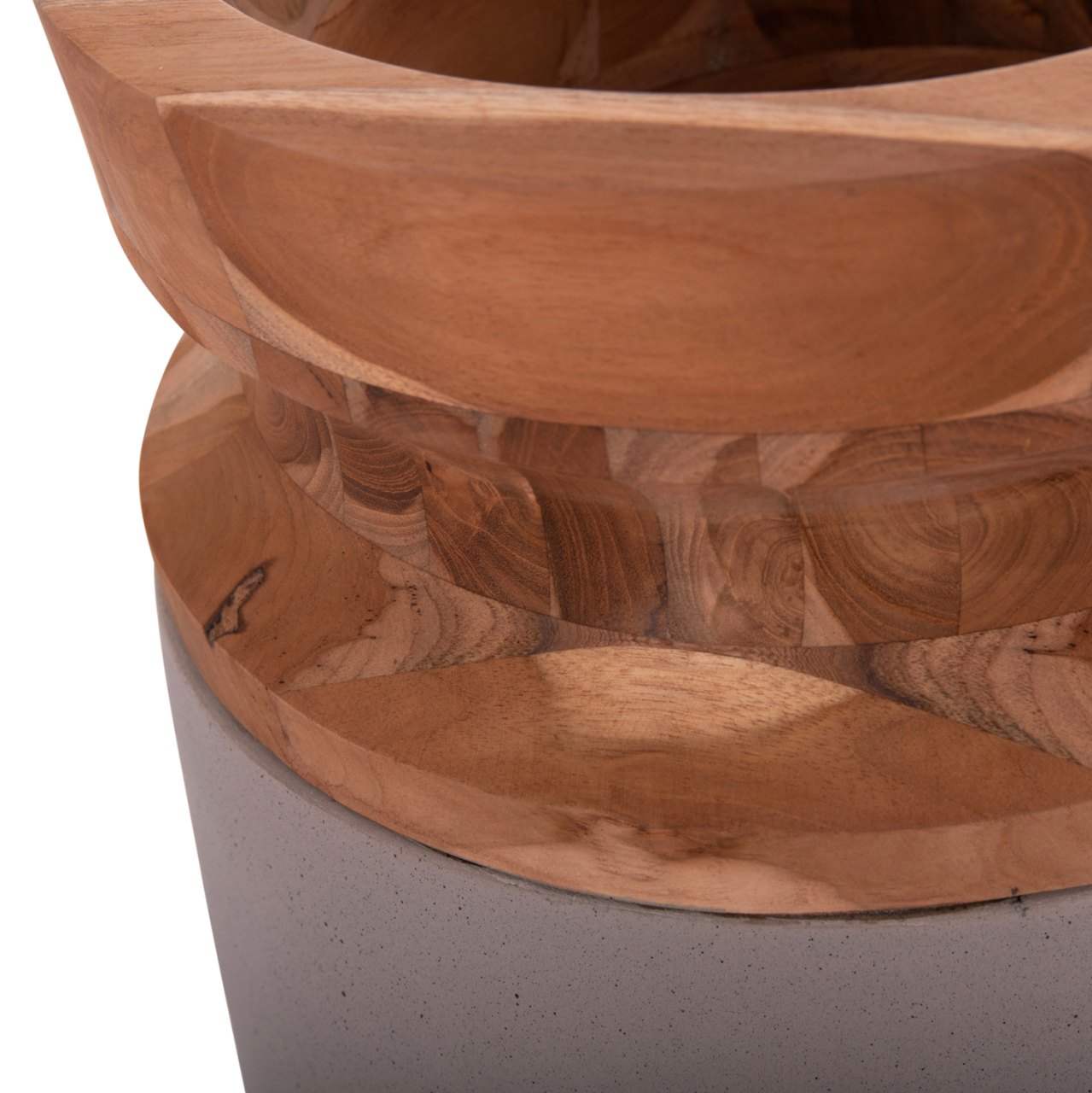 DECORATIVE FLOOR VASE LINTER HM4662.05S FIBER CEMENT IN GREY MATTE--TEAK WOOD Φ34x60Hcm. [9]