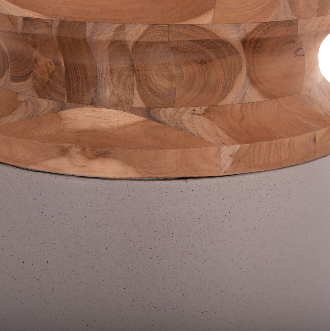 DECORATIVE FLOOR VASE LINTER HM4662.05S FIBER CEMENT IN GREY MATTE--TEAK WOOD Φ34x60Hcm. [5]