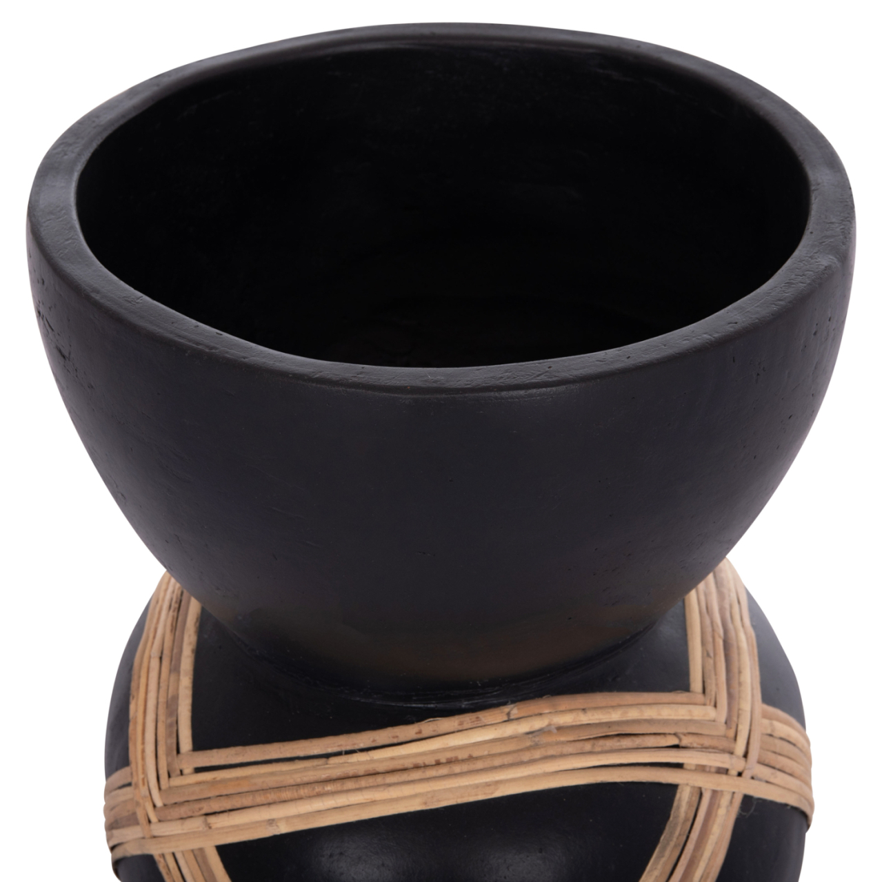 DECORATIVE FLOOR VASE MAYNARD HM4672.01L TERRACOTTA IN BLACK COLOR--RATTAN Φ32x62.5Hcm. [8]