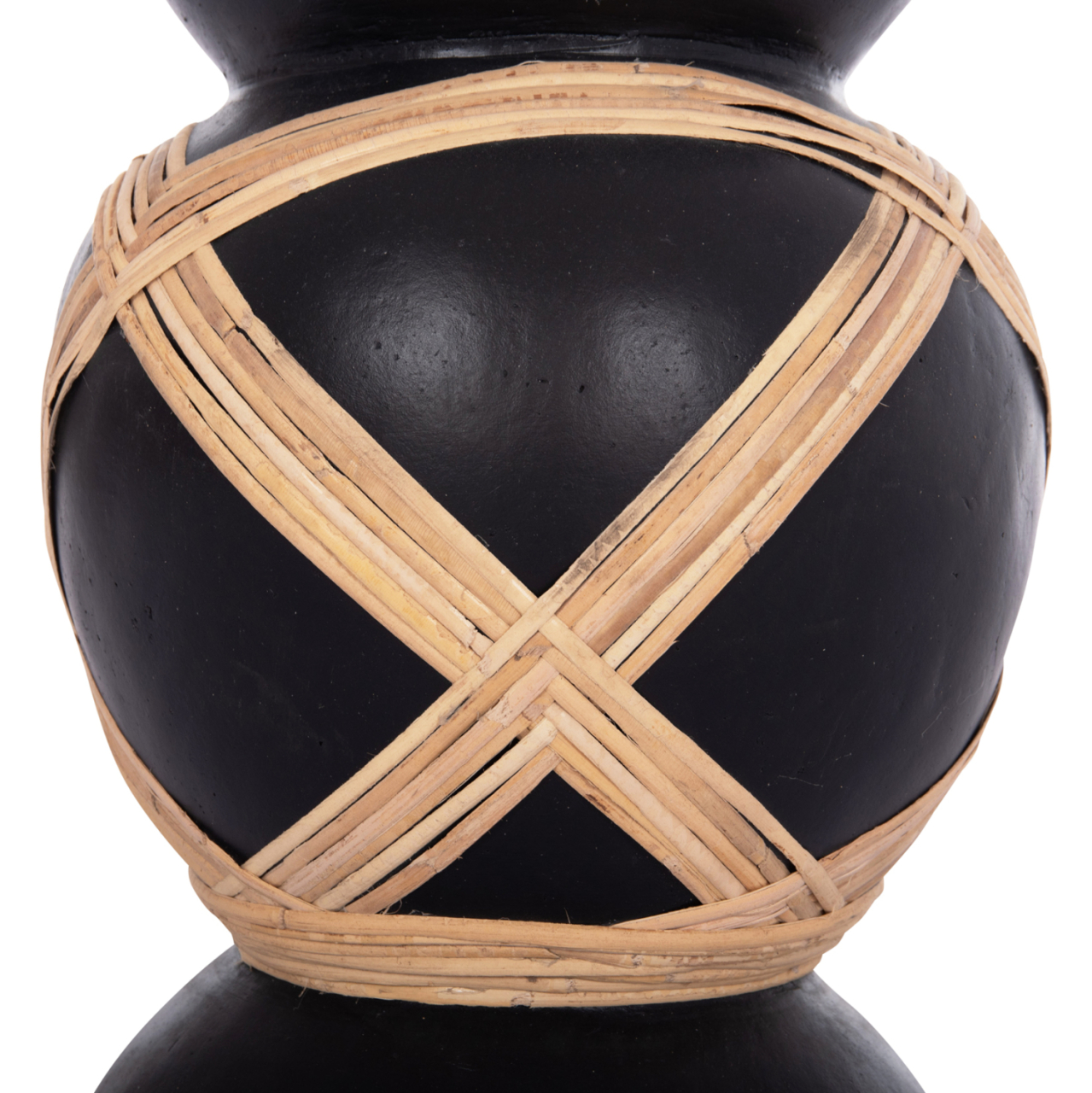 DECORATIVE FLOOR VASE MAYNARD HM4672.01L TERRACOTTA IN BLACK COLOR--RATTAN Φ32x62.5Hcm. [9]