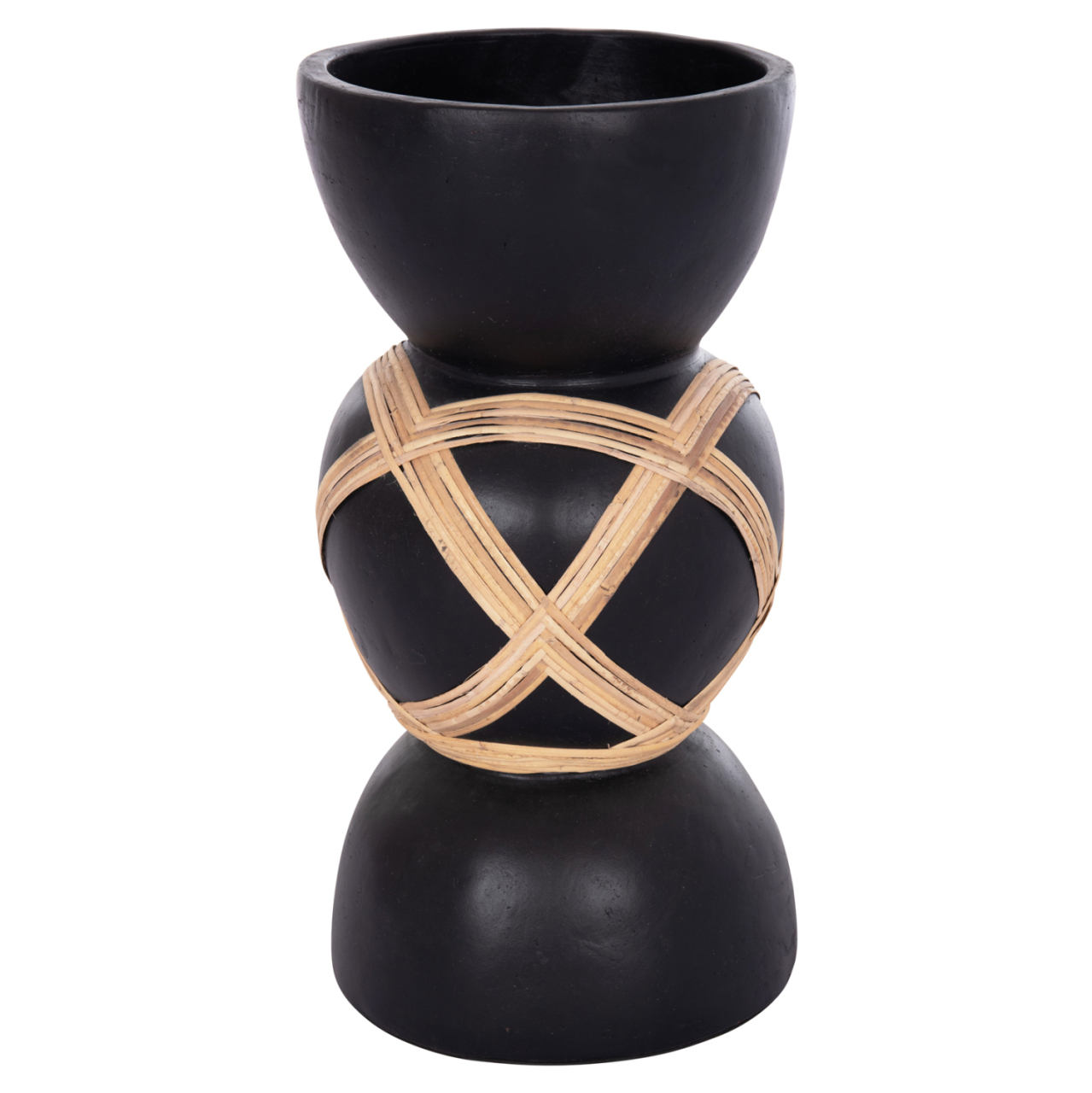 DECORATIVE FLOOR VASE MAYNARD HM4672.01L TERRACOTTA IN BLACK COLOR--RATTAN Φ32x62.5Hcm. [4]