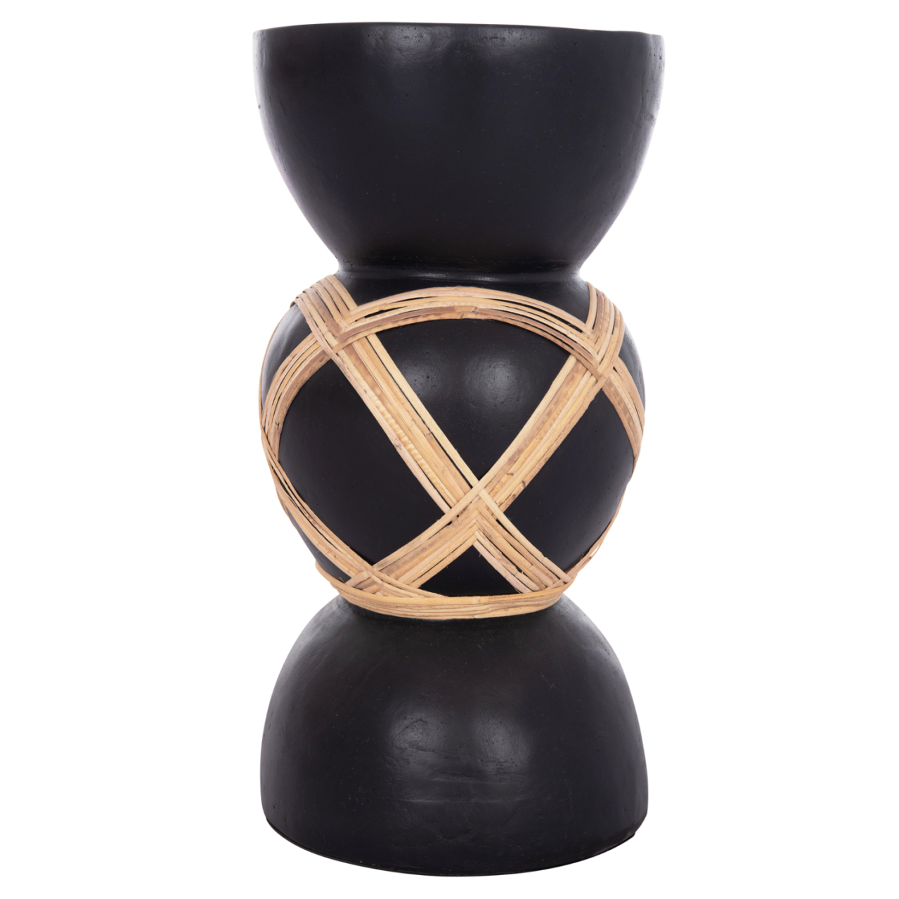 DECORATIVE FLOOR VASE MAYNARD HM4672.01L TERRACOTTA IN BLACK COLOR--RATTAN Φ32x62.5Hcm. [7]