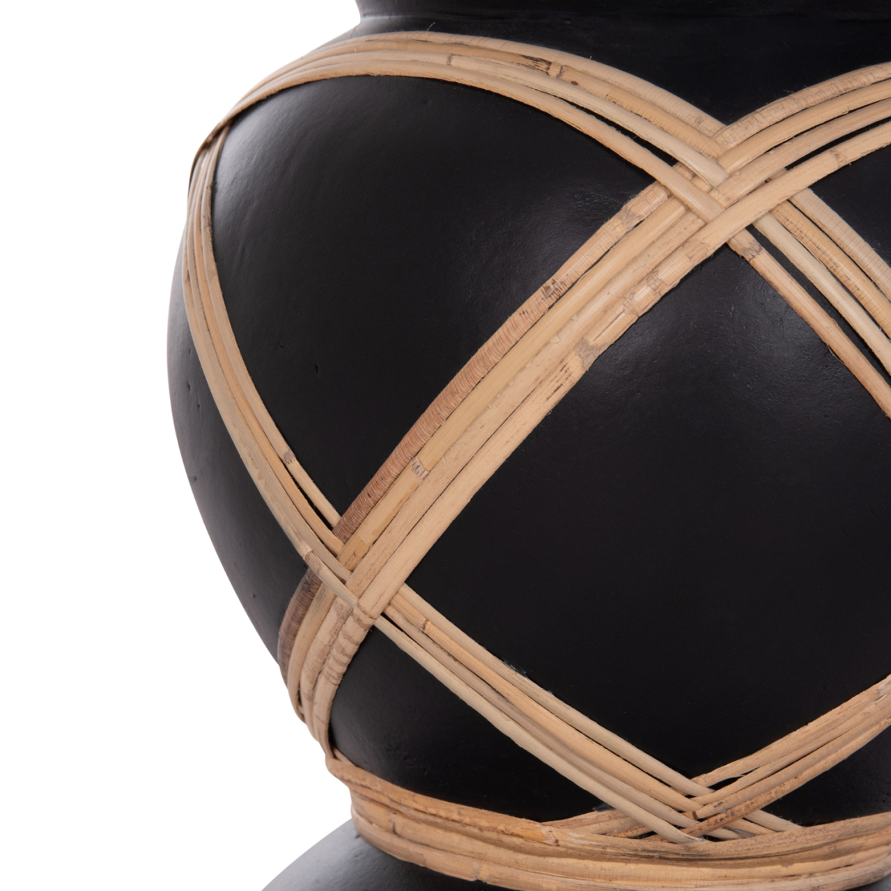 DECORATIVE FLOOR VASE MAYNARD HM4672.01S TERRACOTTA IN BLACK COLOR--RATTAN Φ27.5x50Hcm. [8]