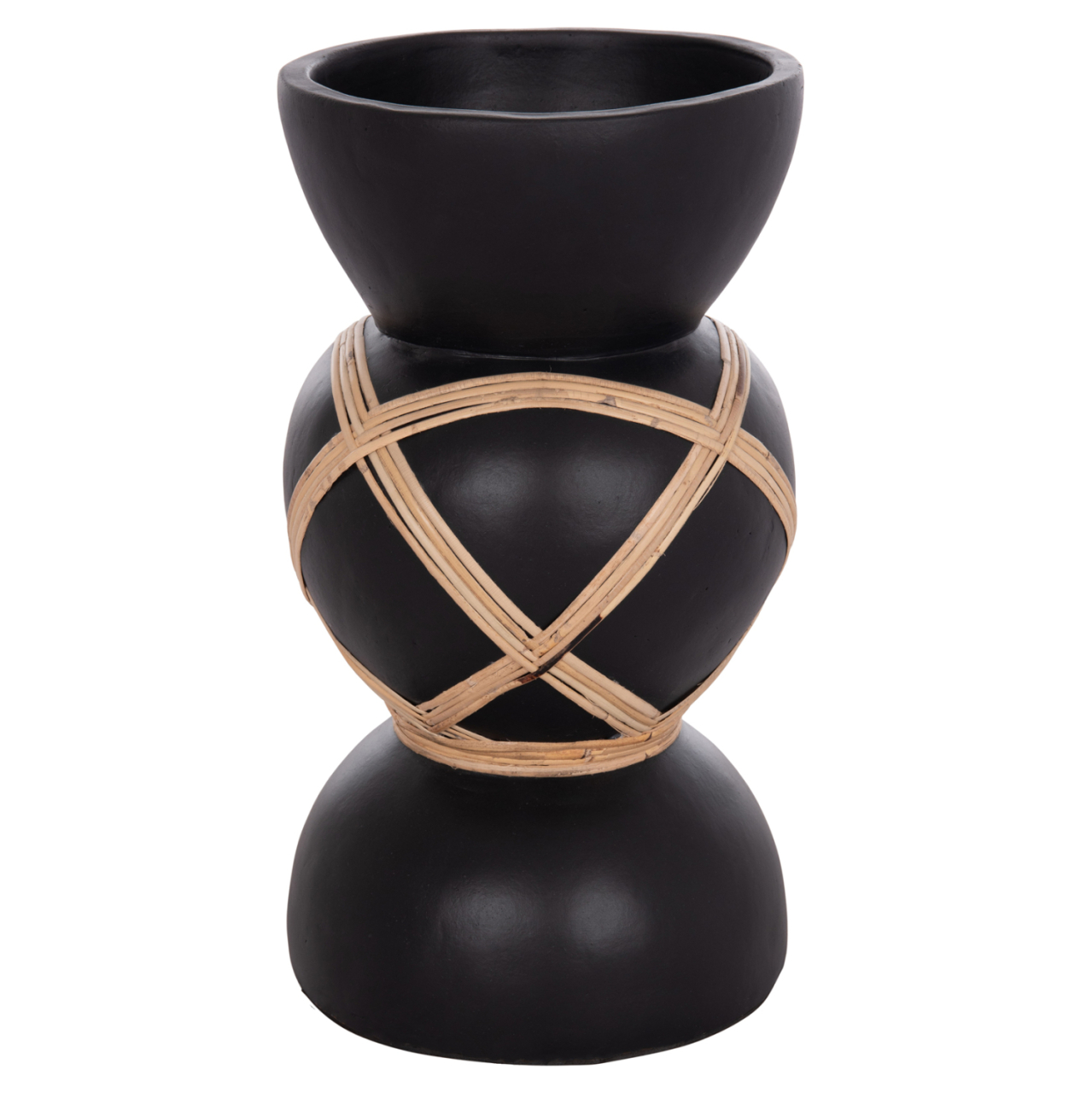 DECORATIVE FLOOR VASE MAYNARD HM4672.01S TERRACOTTA IN BLACK COLOR--RATTAN Φ27.5x50Hcm. [3]