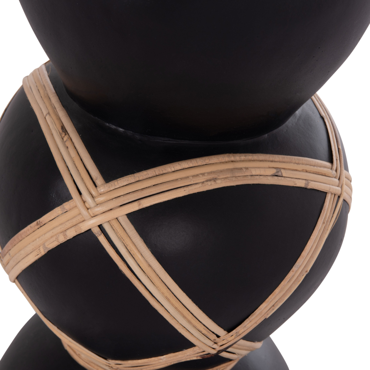DECORATIVE FLOOR VASE MAYNARD HM4672.01S TERRACOTTA IN BLACK COLOR--RATTAN Φ27.5x50Hcm. [9]