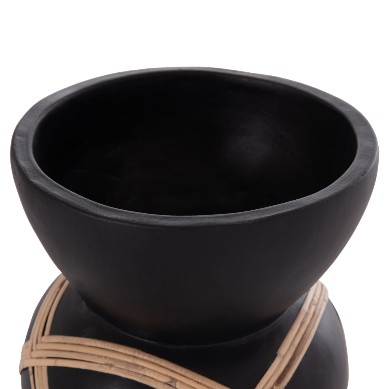 DECORATIVE FLOOR VASE MAYNARD HM4672.01S TERRACOTTA IN BLACK COLOR--RATTAN Φ27.5x50Hcm. [10]