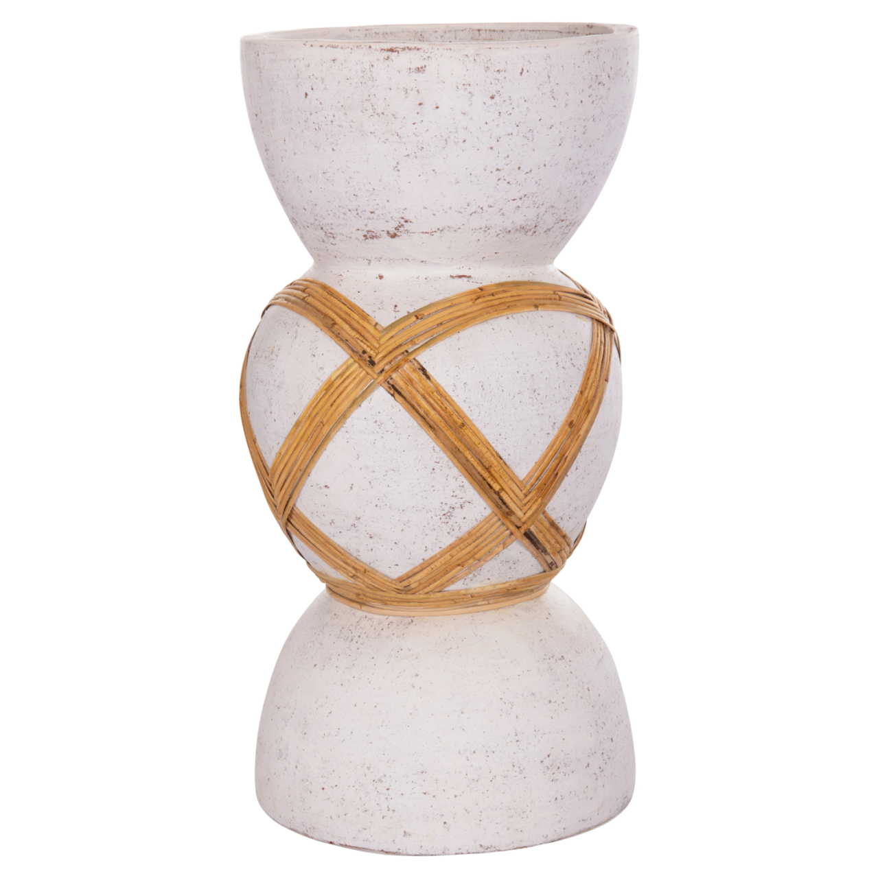 DECORATIVE FLOOR VASE MAYNARD HM4672.02L TERRACOTTA IN WHITE--RATTAN Φ32x62.5Hcm. [8]