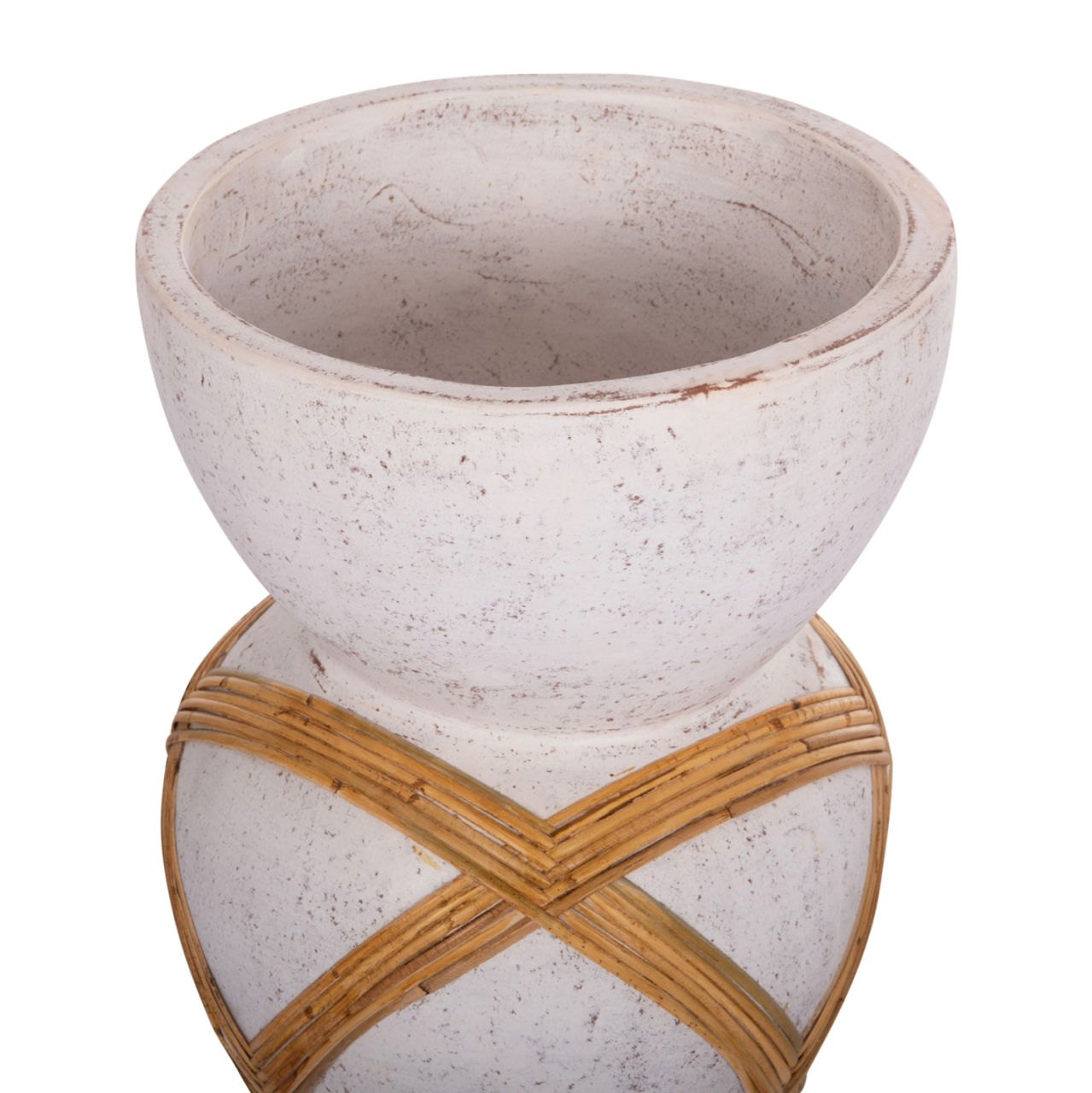 DECORATIVE FLOOR VASE MAYNARD HM4672.02L TERRACOTTA IN WHITE--RATTAN Φ32x62.5Hcm. [4]