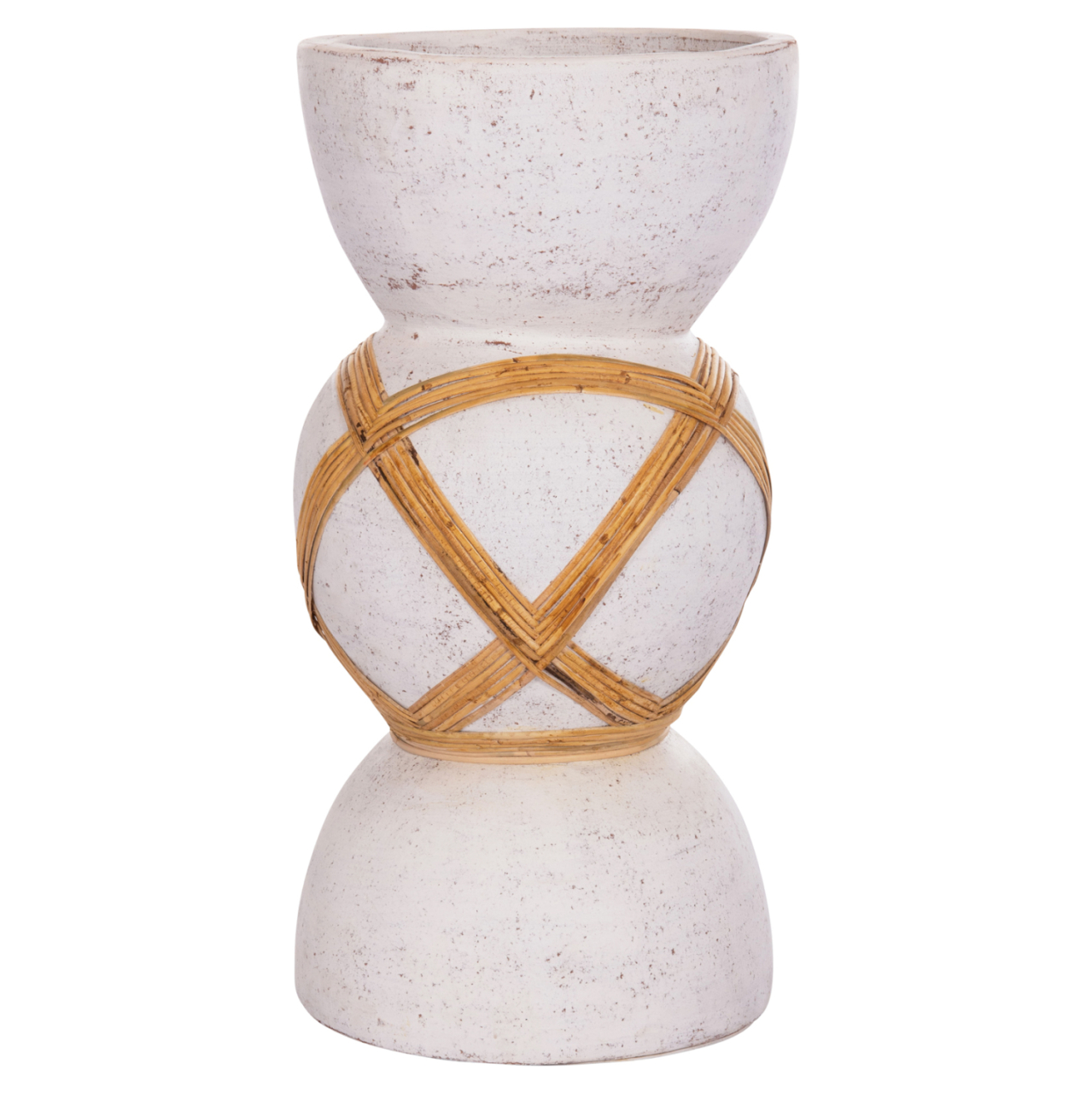 DECORATIVE FLOOR VASE MAYNARD HM4672.02L TERRACOTTA IN WHITE--RATTAN Φ32x62.5Hcm. [3]
