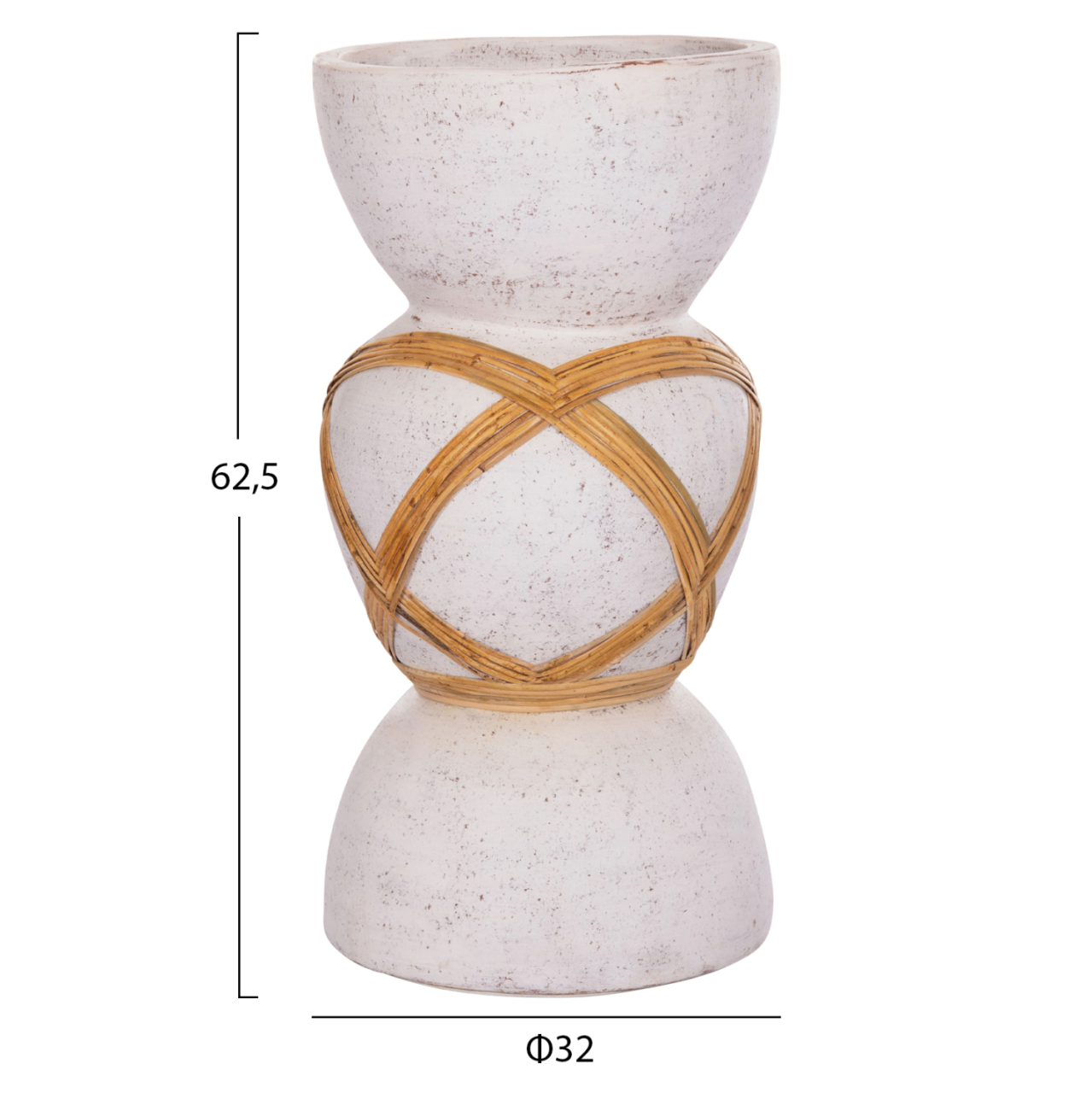 DECORATIVE FLOOR VASE MAYNARD HM4672.02L TERRACOTTA IN WHITE--RATTAN Φ32x62.5Hcm. [2]