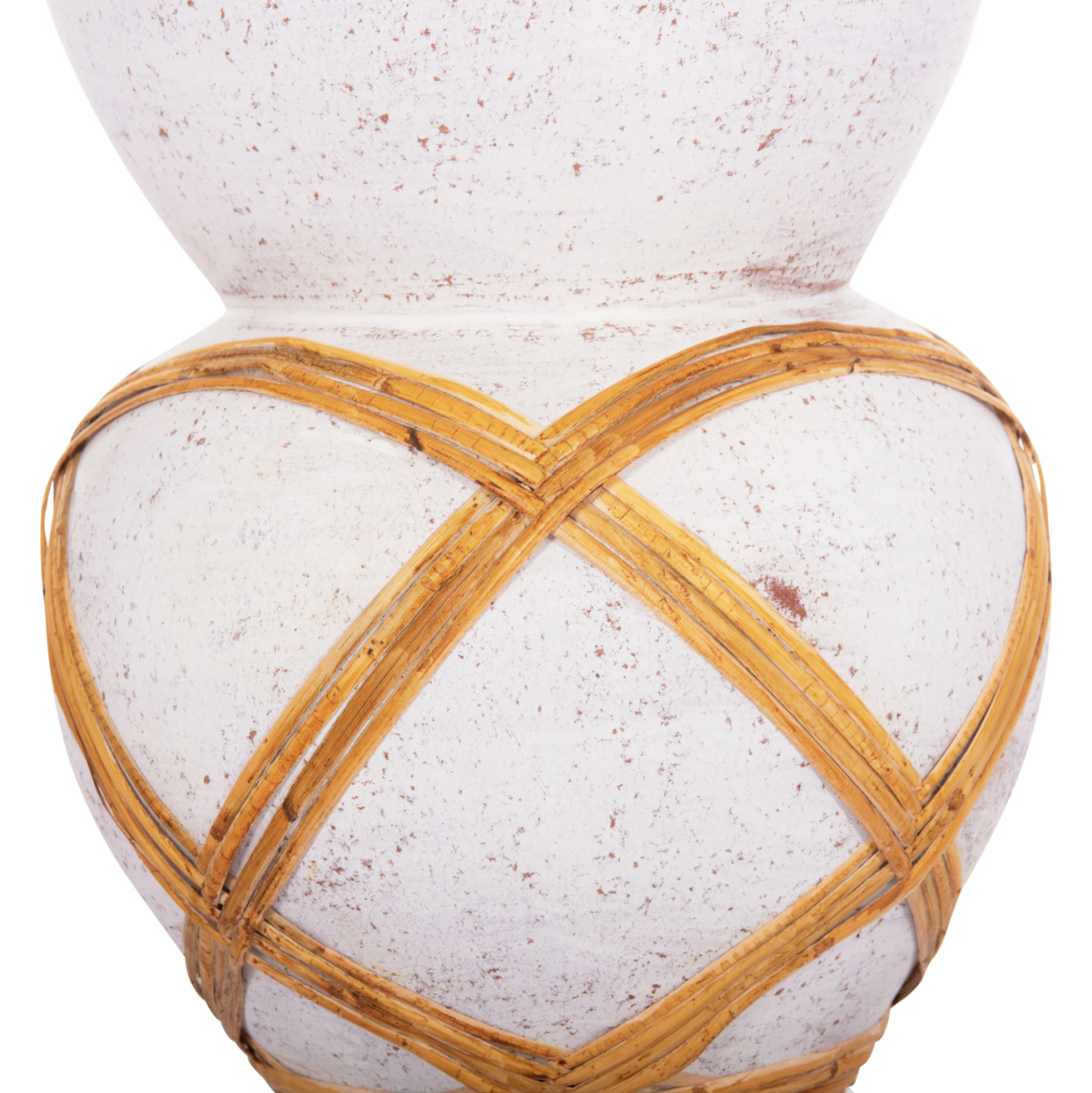 DECORATIVE FLOOR VASE MAYNARD HM4672.02S TERRACOTTA IN WHITE COLOR--RATTAN Φ27.5x50Hcm. [5]
