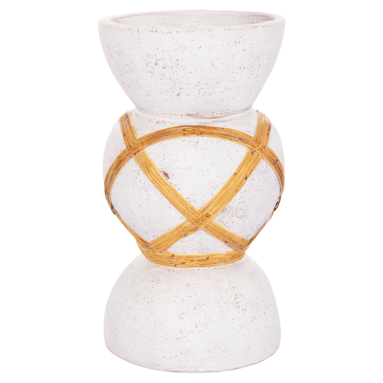 DECORATIVE FLOOR VASE MAYNARD HM4672.02S TERRACOTTA IN WHITE COLOR--RATTAN Φ27.5x50Hcm. [3]