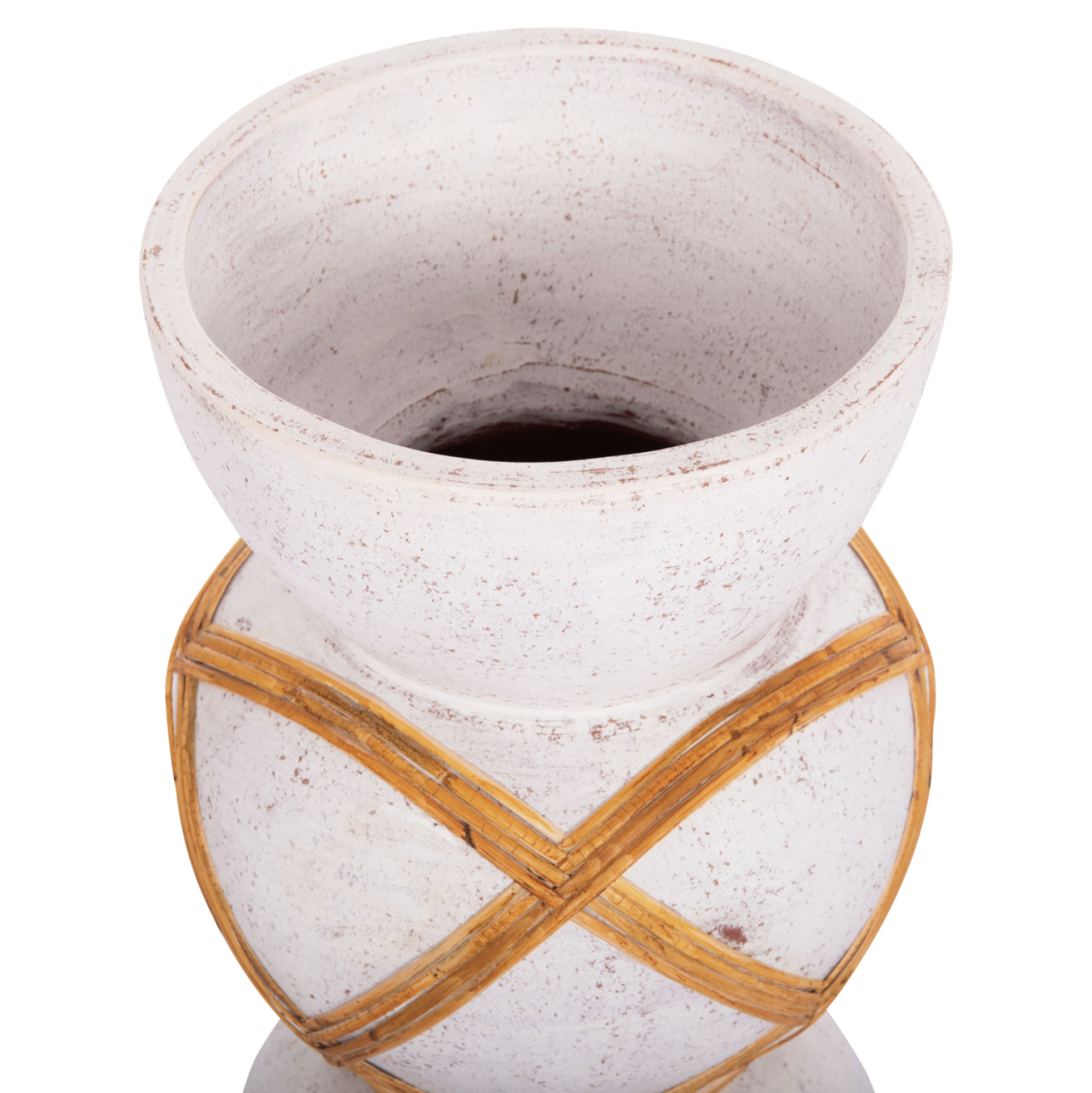 DECORATIVE FLOOR VASE MAYNARD HM4672.02S TERRACOTTA IN WHITE COLOR--RATTAN Φ27.5x50Hcm. [4]