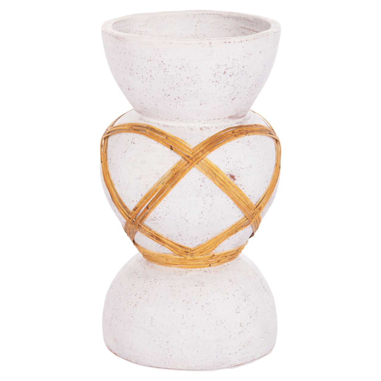 DECORATIVE FLOOR VASE MAYNARD HM4672.02S TERRACOTTA IN WHITE COLOR--RATTAN Φ27.5x50Hcm. [1]