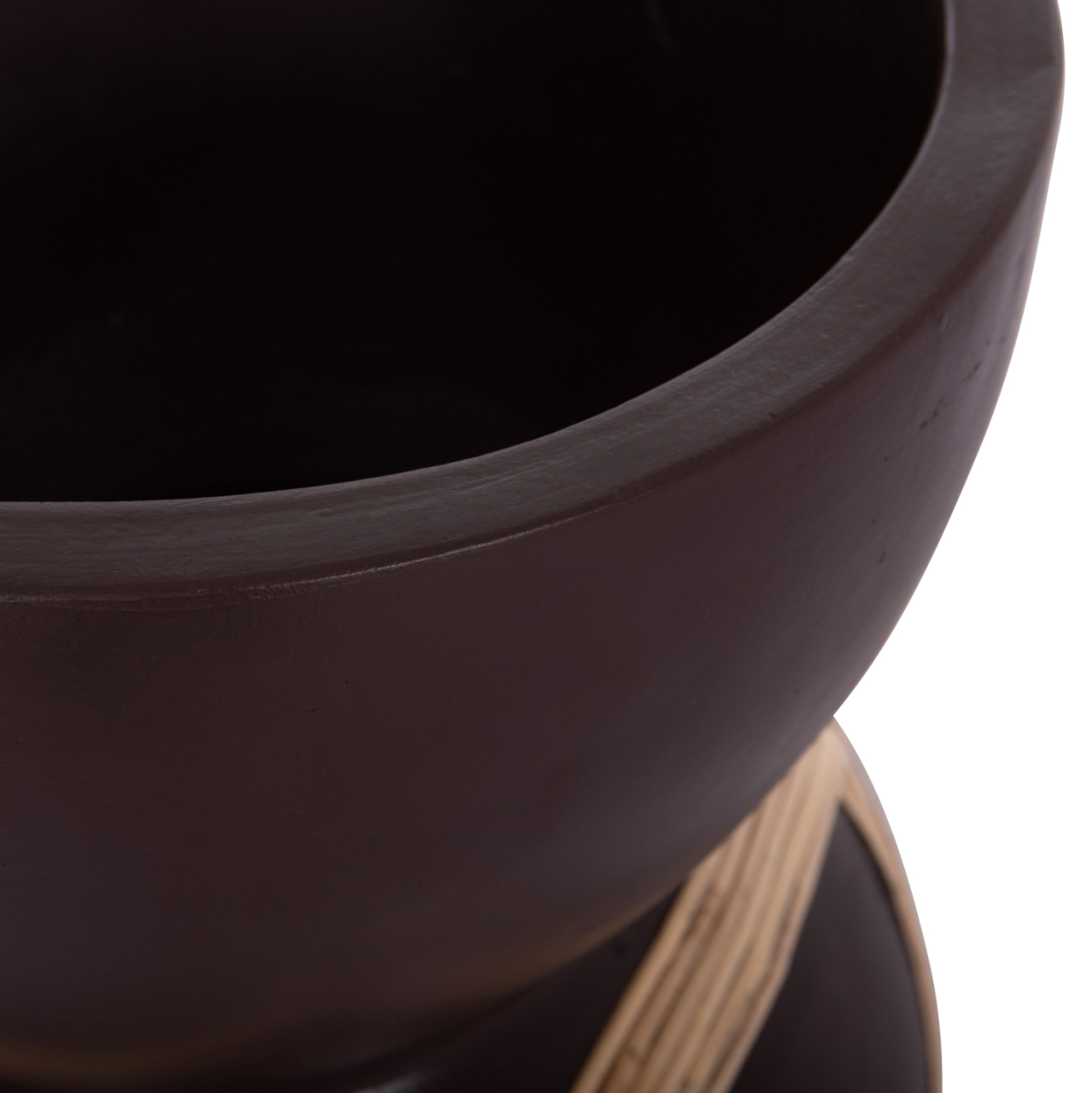 DECORATIVE FLOOR VASE MAYNARD HM4672.07L TERRACOTTA IN CHOCOLATE COLOR--RATTAN Φ32x62.5Hcm. [7]