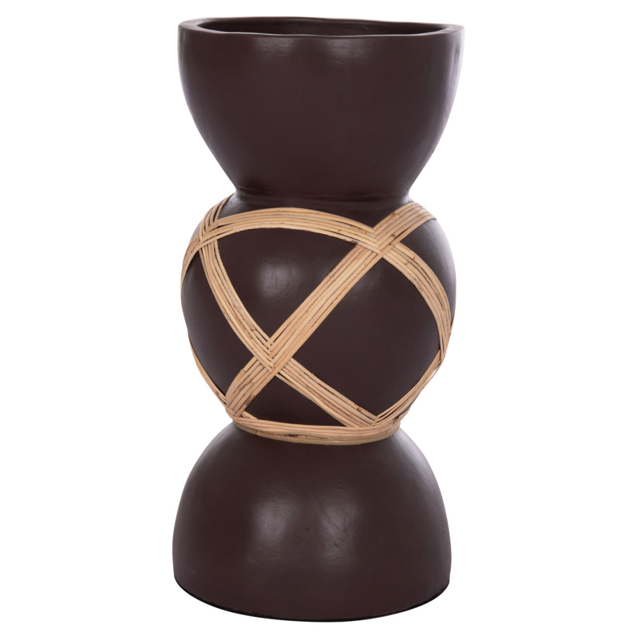 DECORATIVE FLOOR VASE MAYNARD HM4672.07L TERRACOTTA IN CHOCOLATE COLOR--RATTAN Φ32x62.5Hcm. [4]