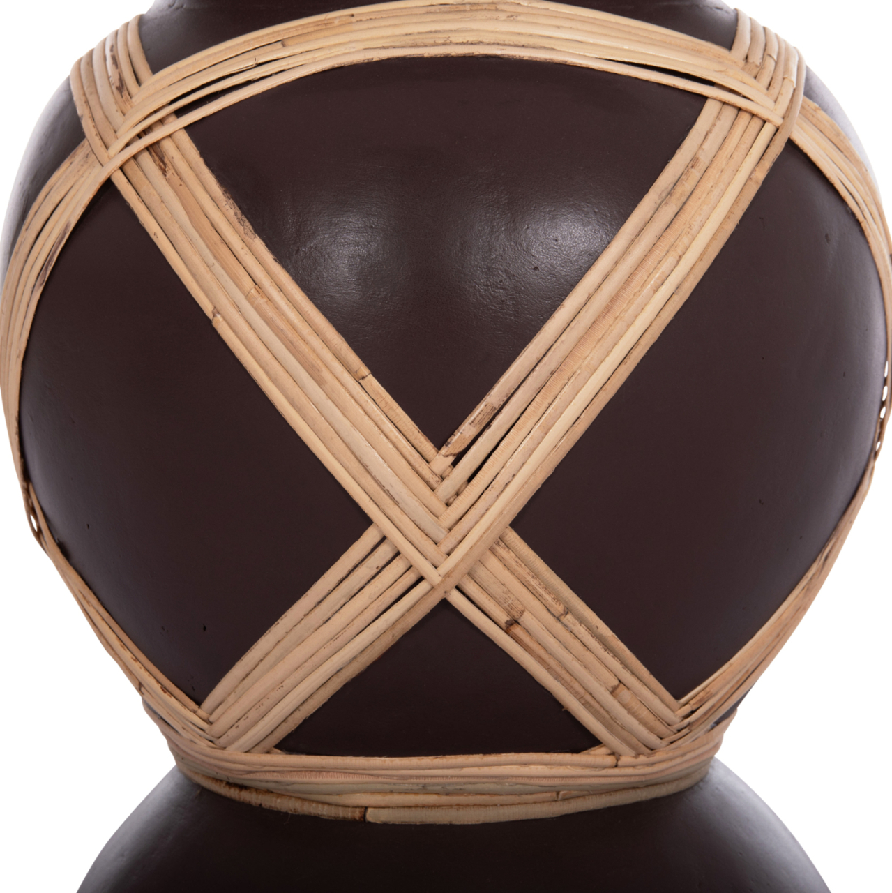 DECORATIVE FLOOR VASE MAYNARD HM4672.07L TERRACOTTA IN CHOCOLATE COLOR--RATTAN Φ32x62.5Hcm. [6]